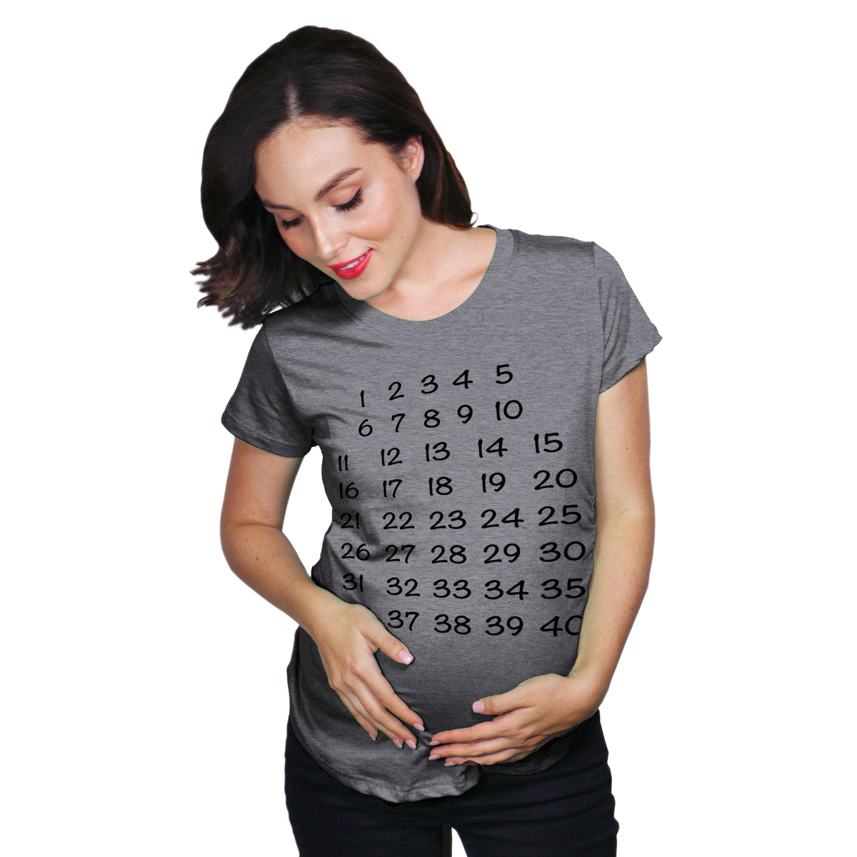 Funny Dark Heather Grey Calendar Countdown Maternity T Shirt Nerdy Tee