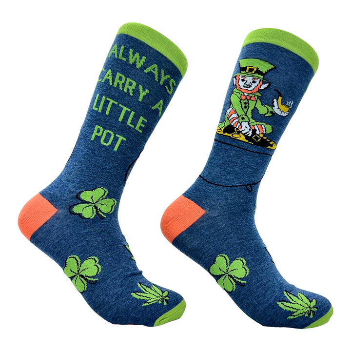 Funny Carry A Little Pot Men's I Always Carry A Little Pot Sock Nerdy Saint Patrick's Day 420 Tee