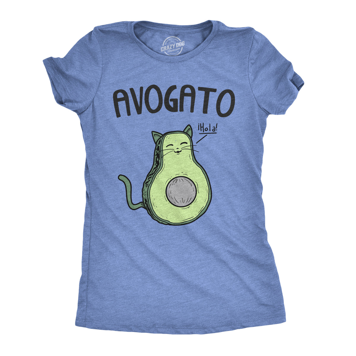 Funny Heather Light Blue - Avogato Womens T Shirt Nerdy Cinco De Mayo Food Cat Tee