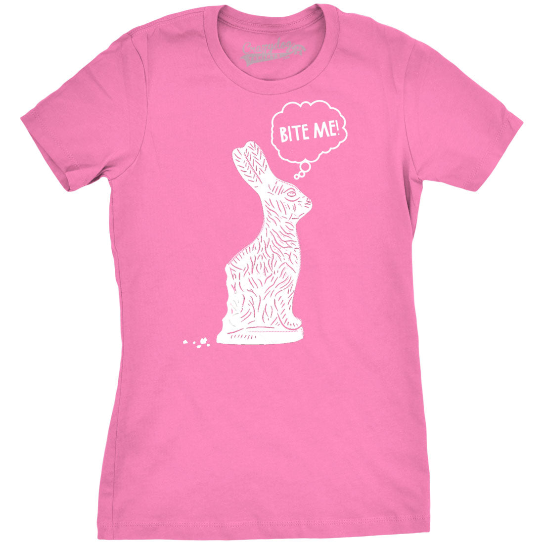 Funny Pink Bite Me Womens T Shirt Nerdy Easter Tee