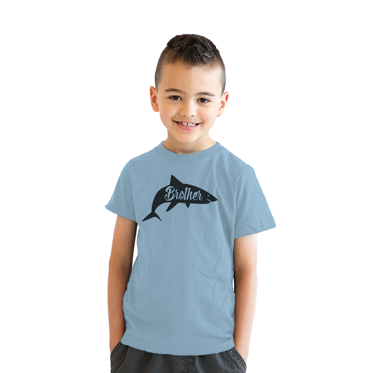 Funny Heather Light Blue Brother Shark Youth T Shirt Nerdy Shark Week Brother Tee