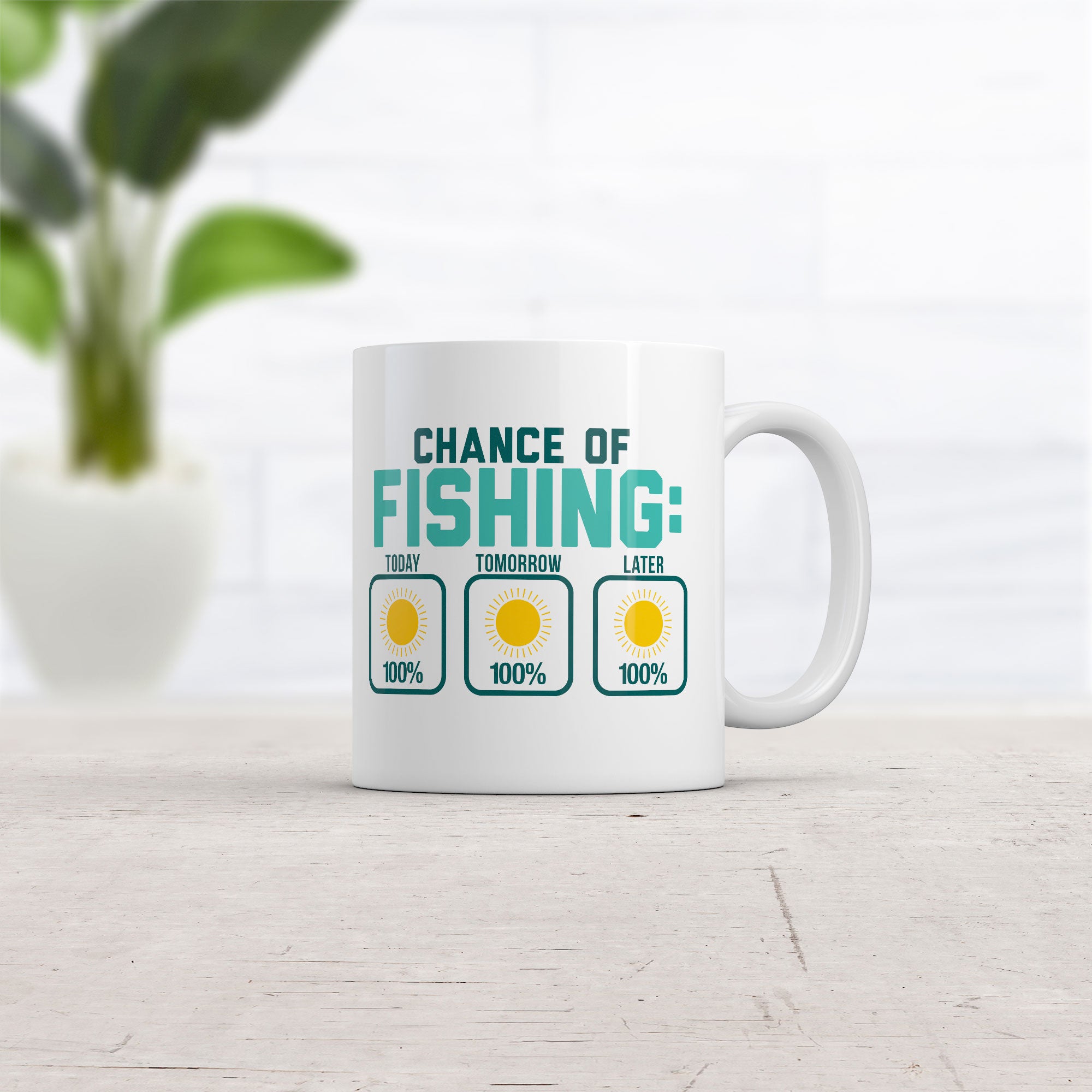 Funny White Chance Of Fishing Coffee Mug Nerdy Fishing sarcastic Tee