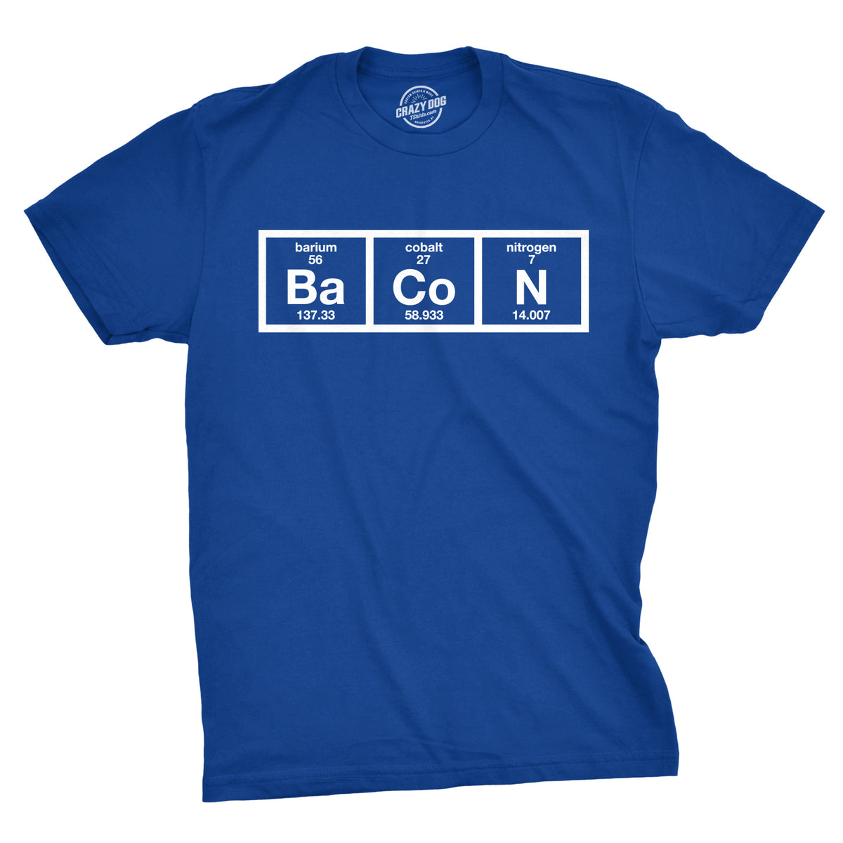 Funny Heather Royal Chemistry Of Bacon Mens T Shirt Nerdy Science food Tee
