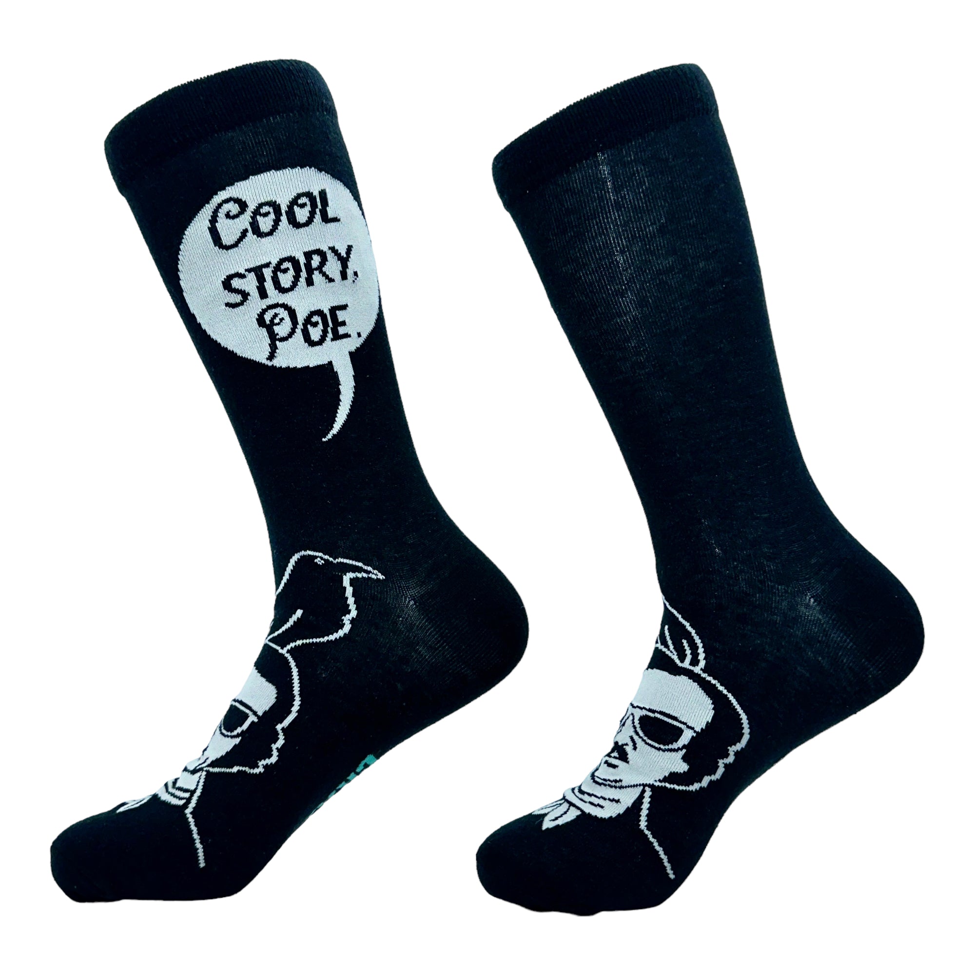 Funny Black - Cool Story Poe Men's Cool Story Poe Sock Nerdy Sarcastic Tee