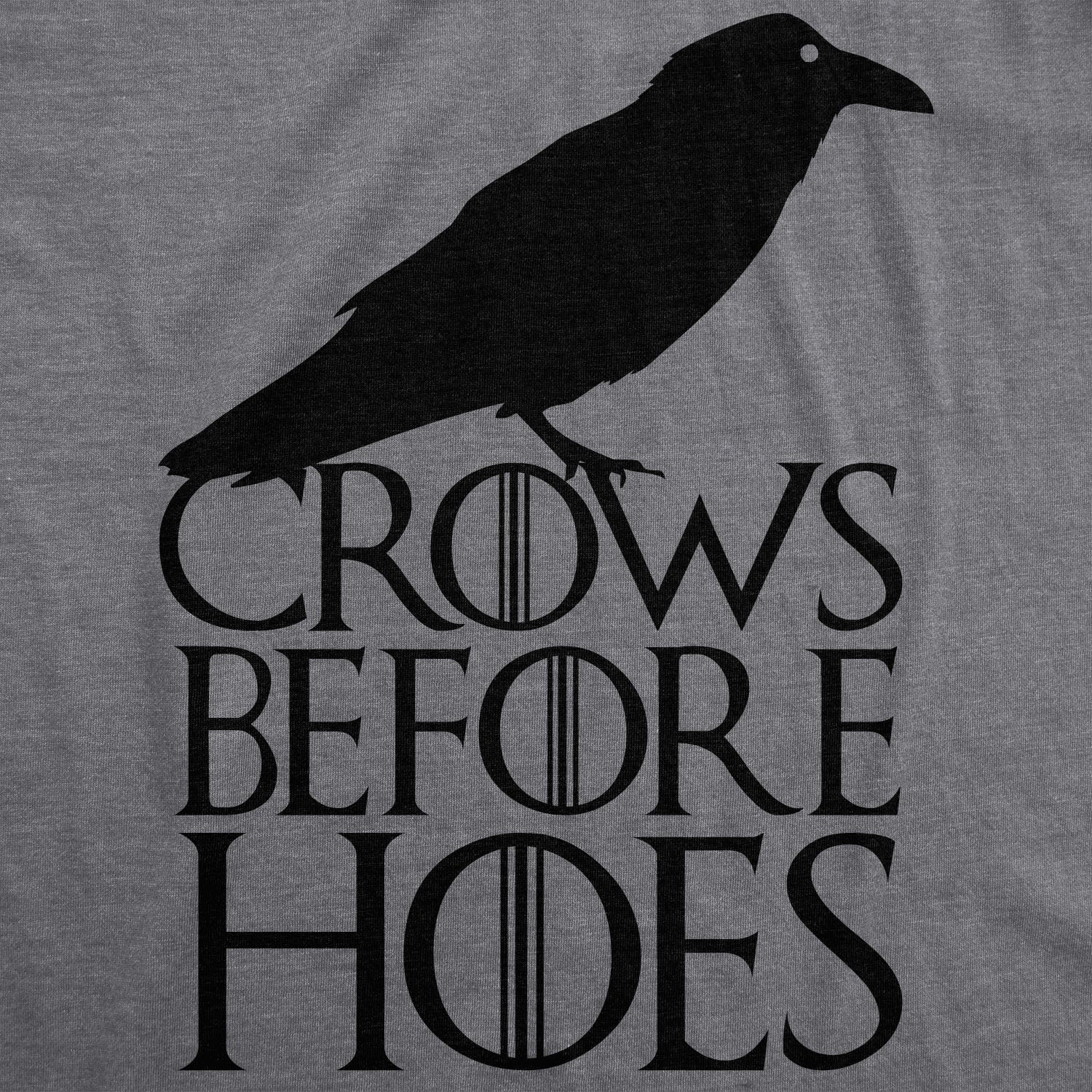 Funny Dark Heather Grey Crows Before Hoes Mens T Shirt Nerdy Animal Retro Tee