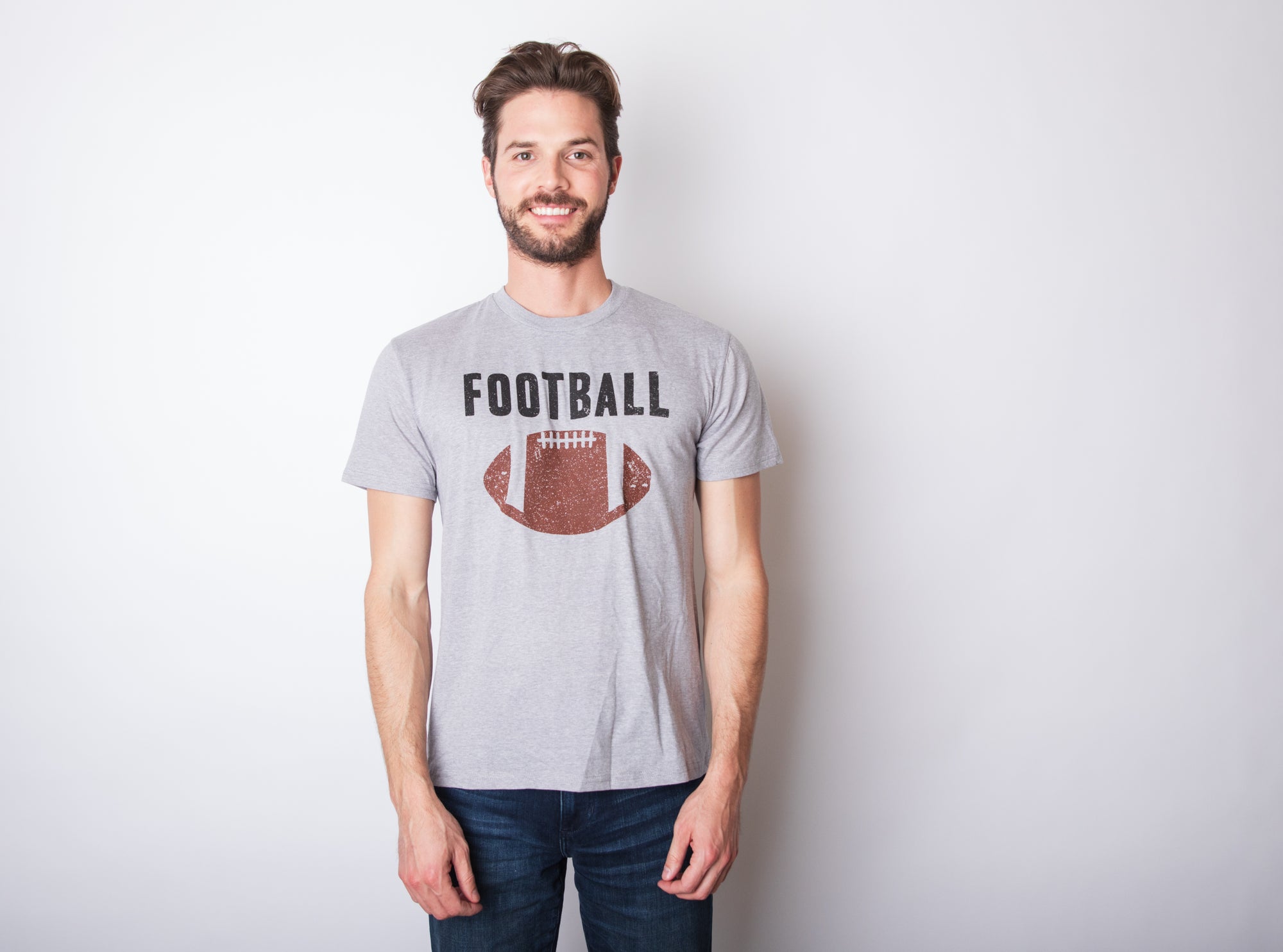 Funny Light Heather Grey Vintage Football Mens T Shirt Nerdy Football Retro Tee
