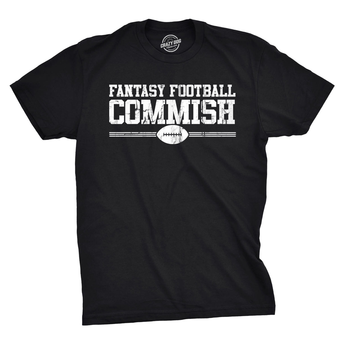Funny Black Fantasy Football Commish Mens T Shirt Nerdy Football Tee