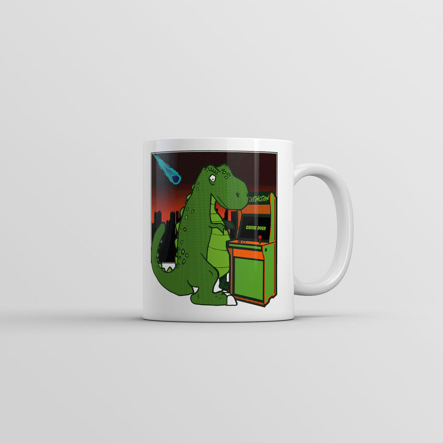 Funny White Game Over T Rex Coffee Mug Nerdy Video Games Dinosaur Tee