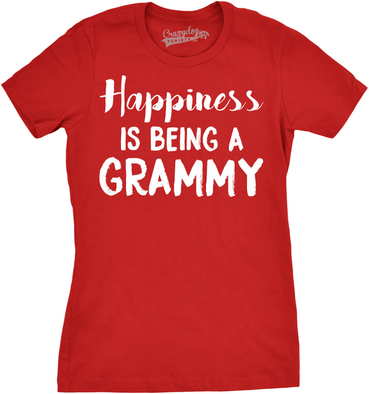 Funny Red Happiness Is Being A Grammy Womens T Shirt Nerdy Mother's Day Grandmother Tee