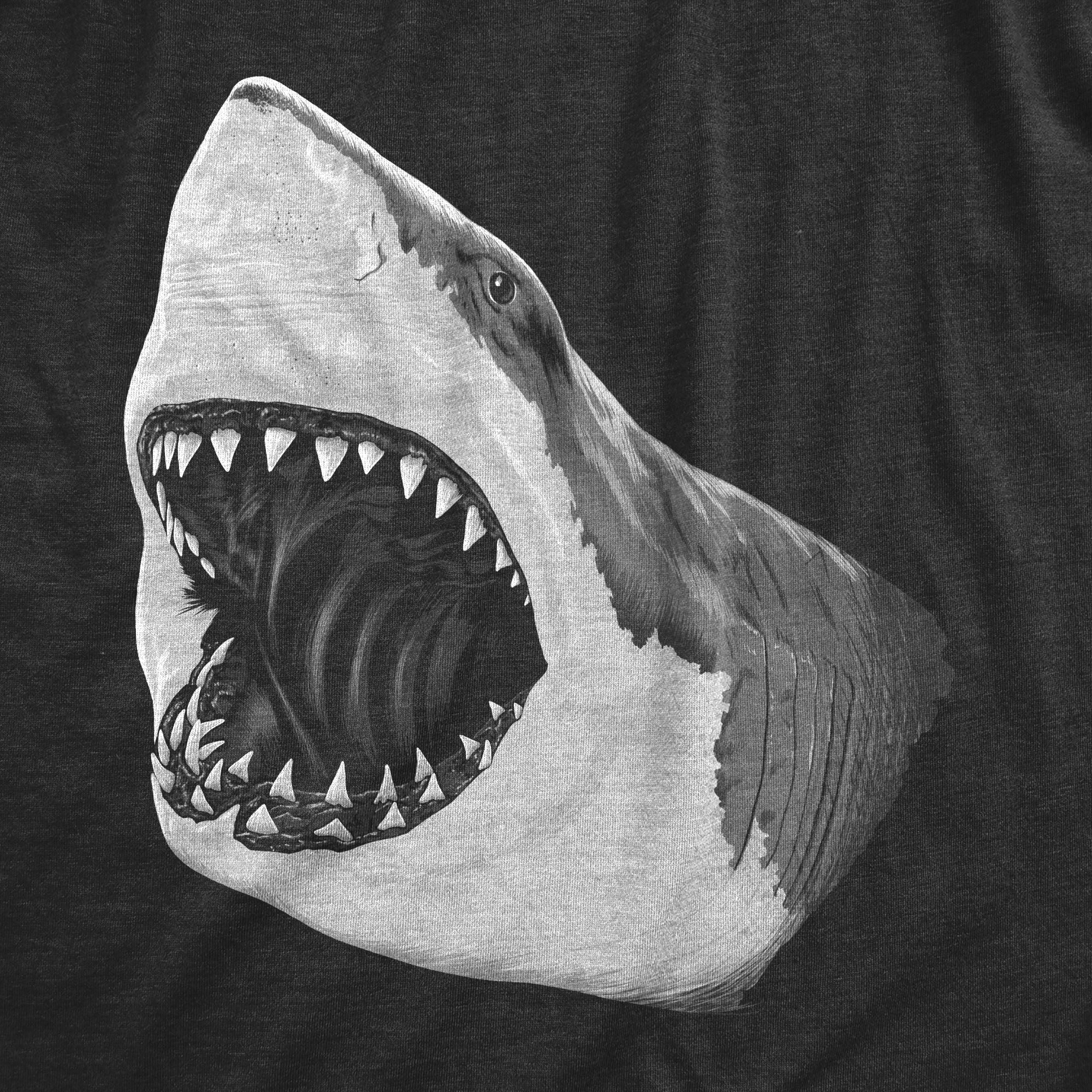 Funny Heather Black - Great White Great White Shark Mens T Shirt Nerdy Shark Week Tee