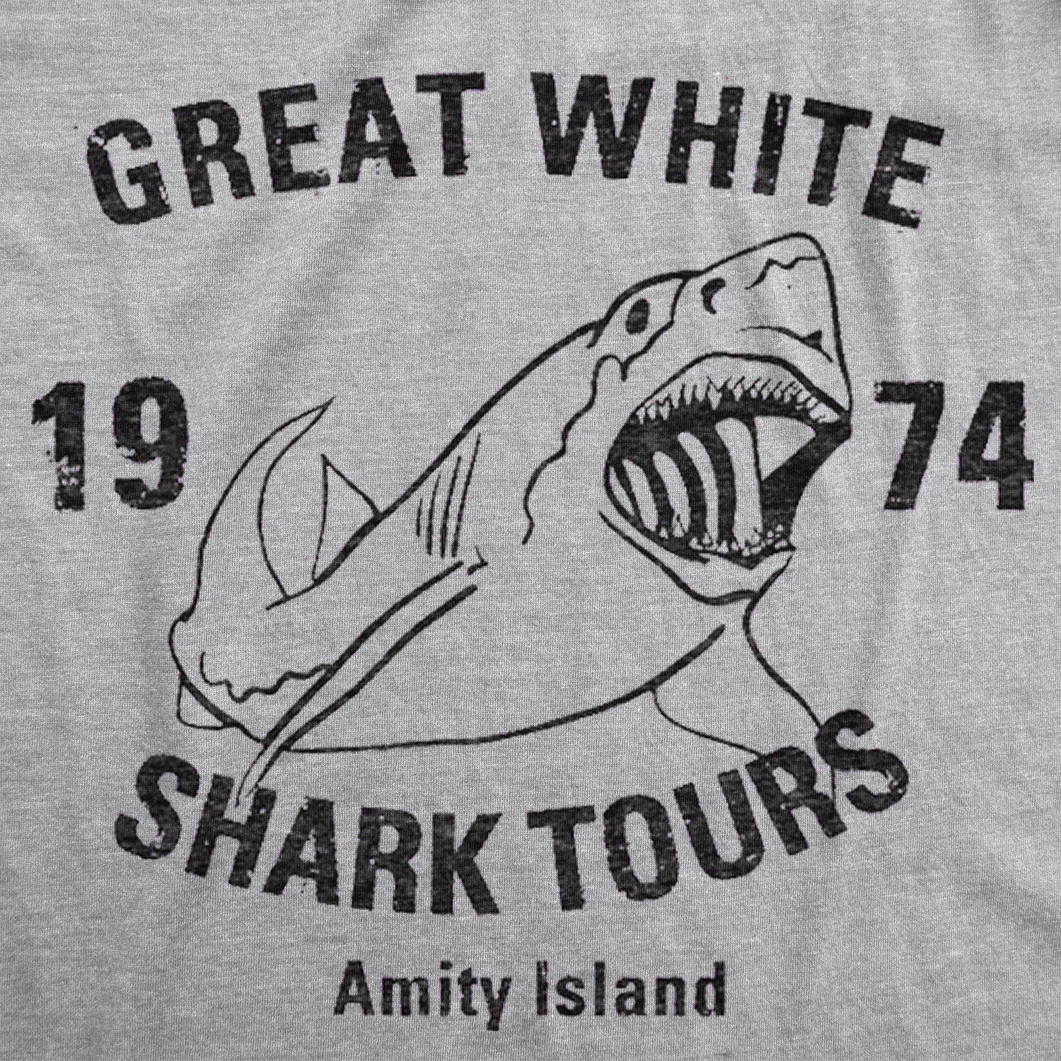 Funny Heather Light Blue Great White Shark Tours Mens T Shirt Nerdy Shark Week TV & Movies Retro Tee