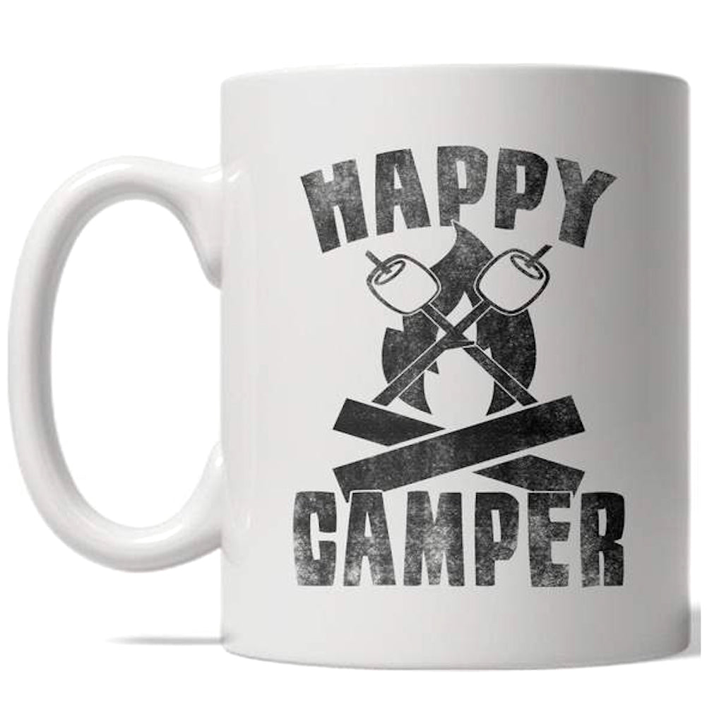 Funny White Happy Camper Coffee Mug Nerdy camper Tee