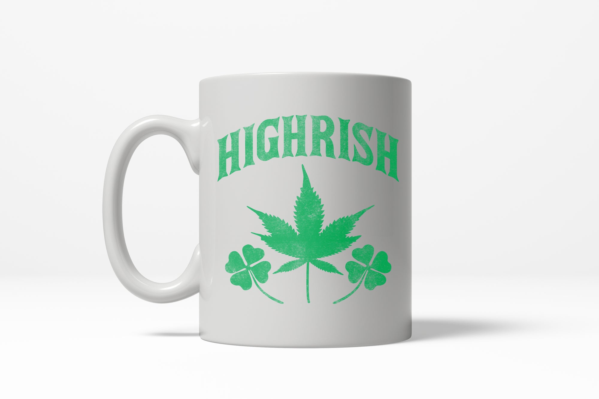 Funny White Highrish Coffee Mug Nerdy Saint Patrick's Day 420 Tee
