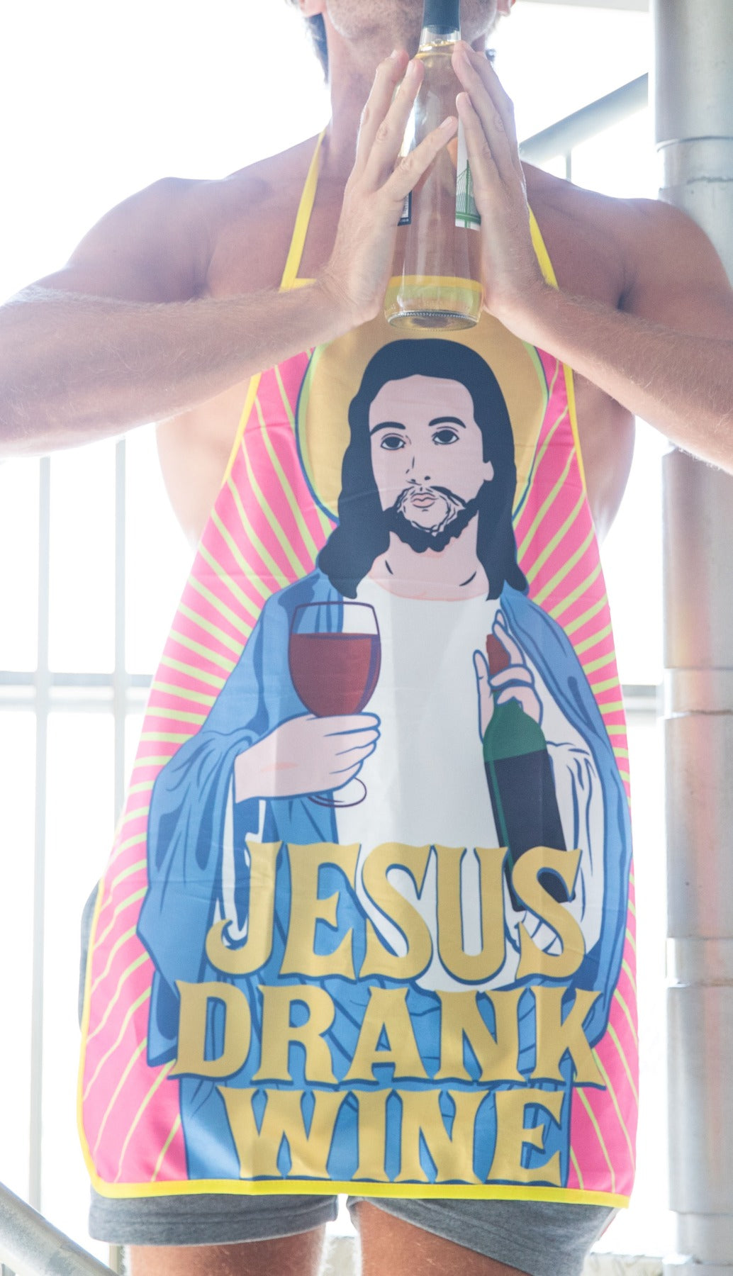 Funny Multi Jesus Drank Wine Apron Nerdy Religion Wine Tee