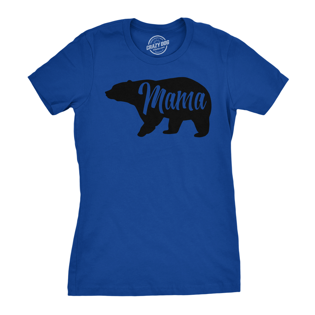 Funny Heather Royal Mama Bear Womens T Shirt Nerdy Mother's Day Animal Tee