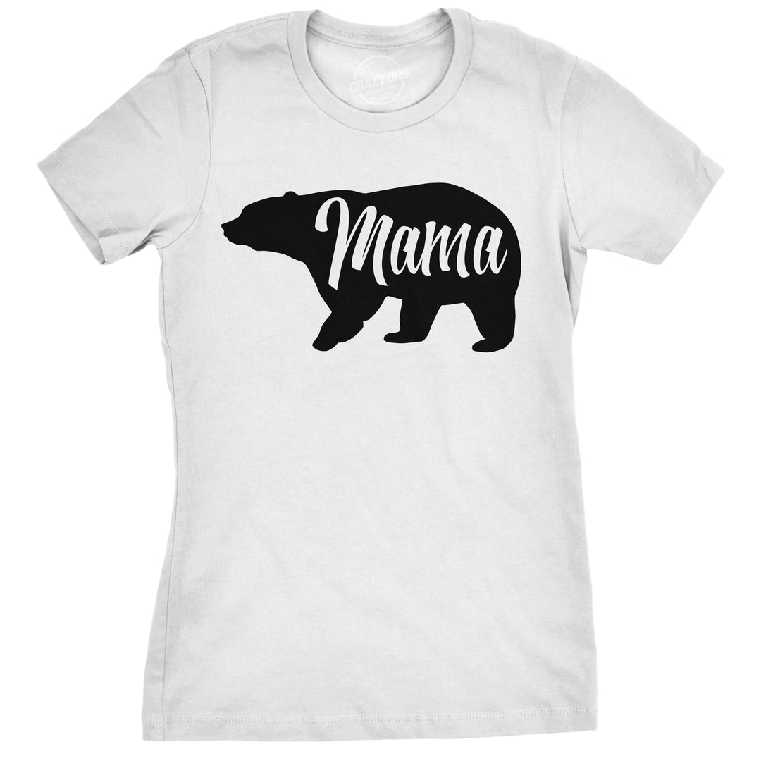 Funny White Mama Bear Womens T Shirt Nerdy Mother's Day Animal Tee