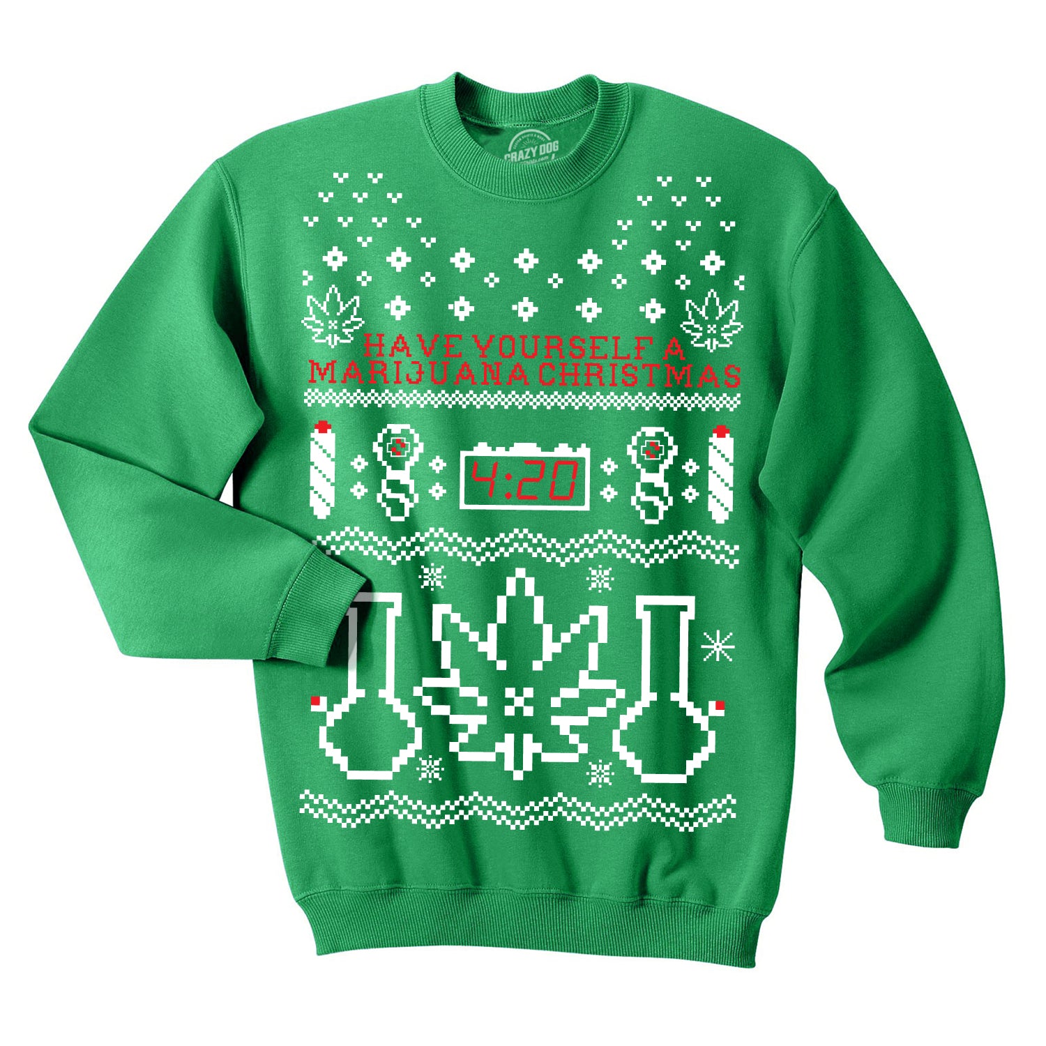 Funny Green Have Yourself A Marijuana Christmas Sweatshirt Nerdy Christmas 420 Tee