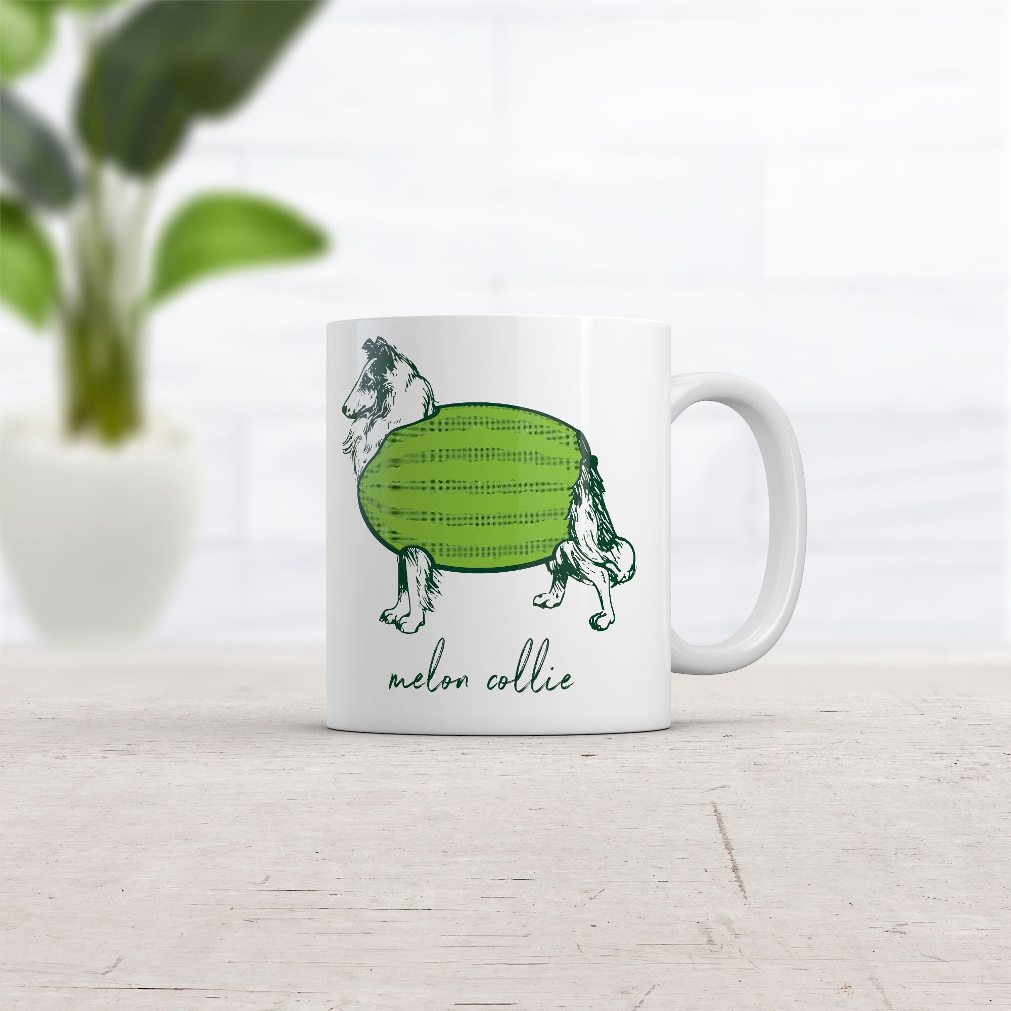 Funny White Melon Collie Coffee Mug Nerdy Dog sarcastic Tee