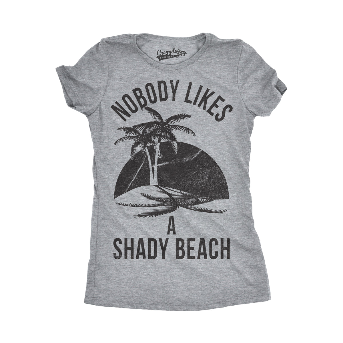 Funny Light Heather Grey - Shady Beach Womens T Shirt Nerdy Vacation Retro Tee