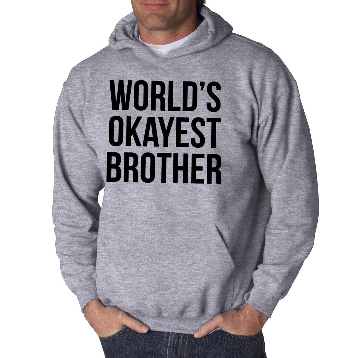Funny Light Heather Grey World&#39;s Okayest Brother Hoodie Nerdy Brother Okayest Tee