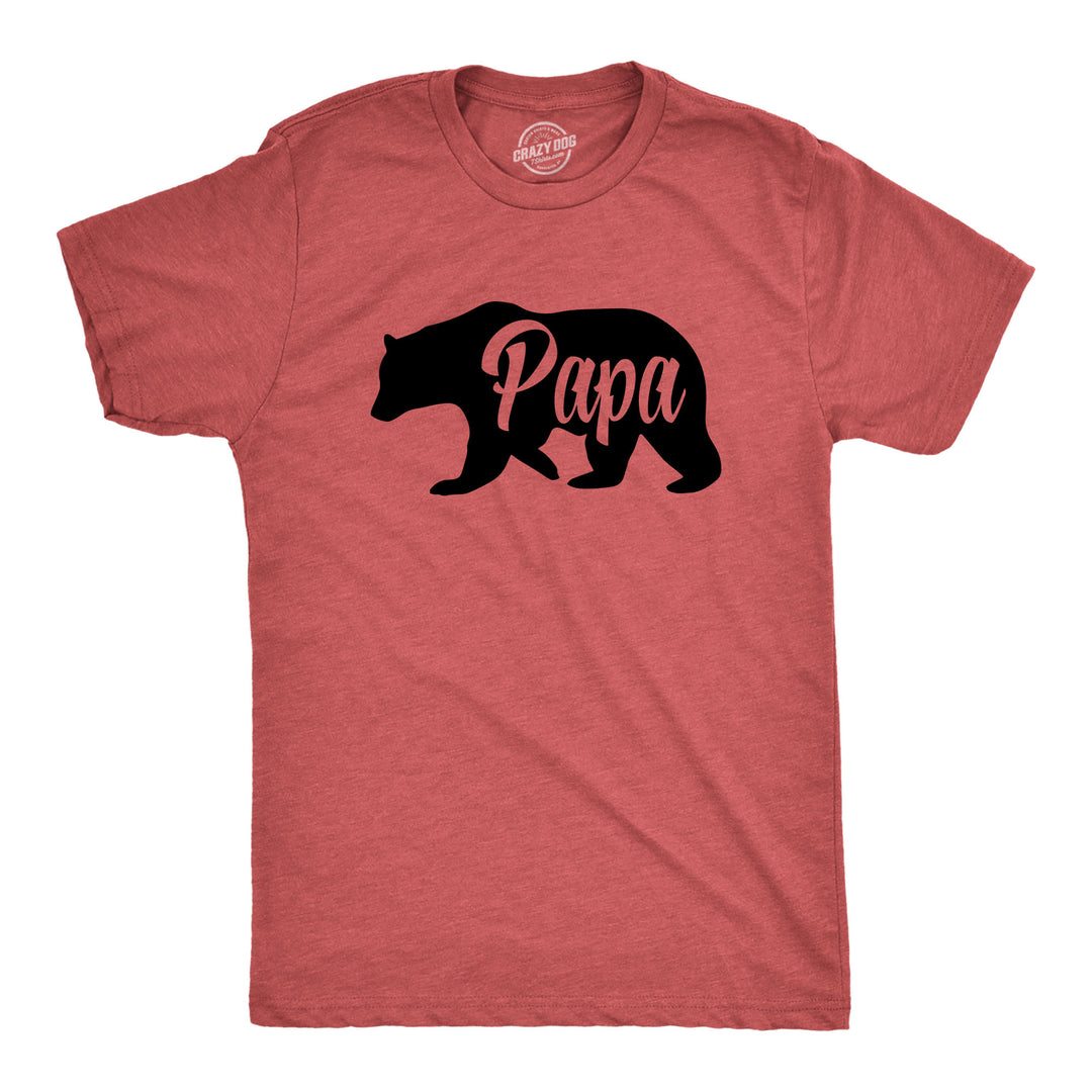 Funny Heather Red Papa Bear Mens T Shirt Nerdy Father's Day Animal Tee
