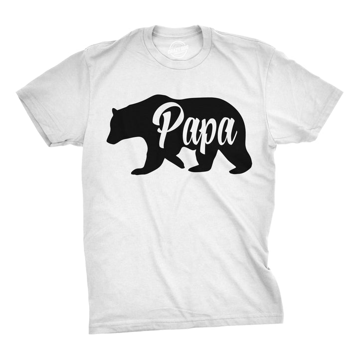 Funny White Papa Bear Mens T Shirt Nerdy Father's Day Animal Tee