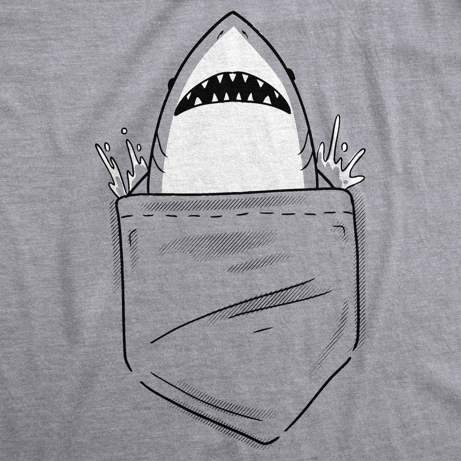 Funny Light Heather Grey - Pocket Shark Pocket Shark Mens T Shirt Nerdy Shark Week Tee