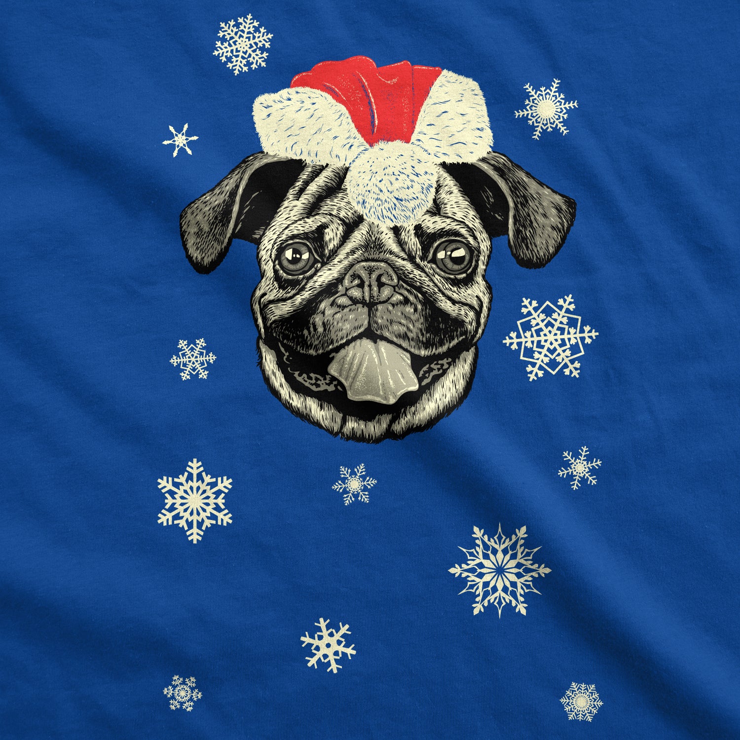 Funny Heather Royal Santa Pug Ugly Christmas Sweater Mens T Shirt Nerdy Christmas Dog Ugly Sweater Tee