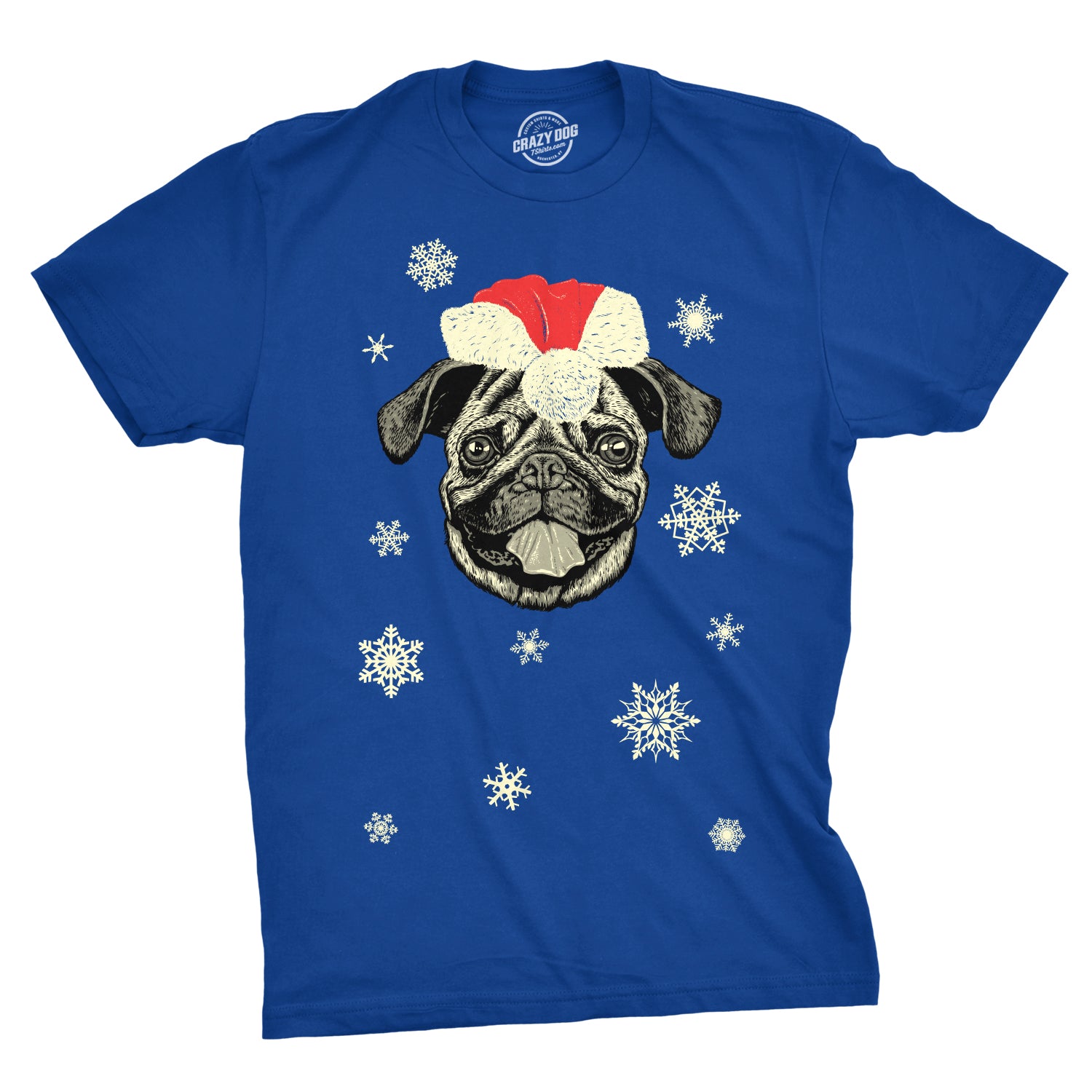 Funny Heather Royal Santa Pug Ugly Christmas Sweater Mens T Shirt Nerdy Christmas Dog Ugly Sweater Tee
