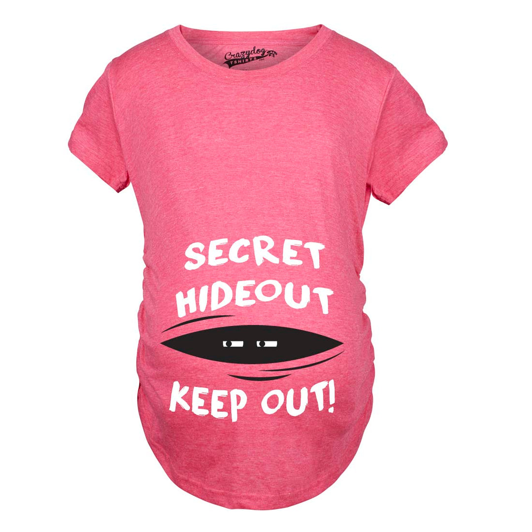 Funny Pink Secret Hideout Maternity T Shirt Nerdy Peeking Tee