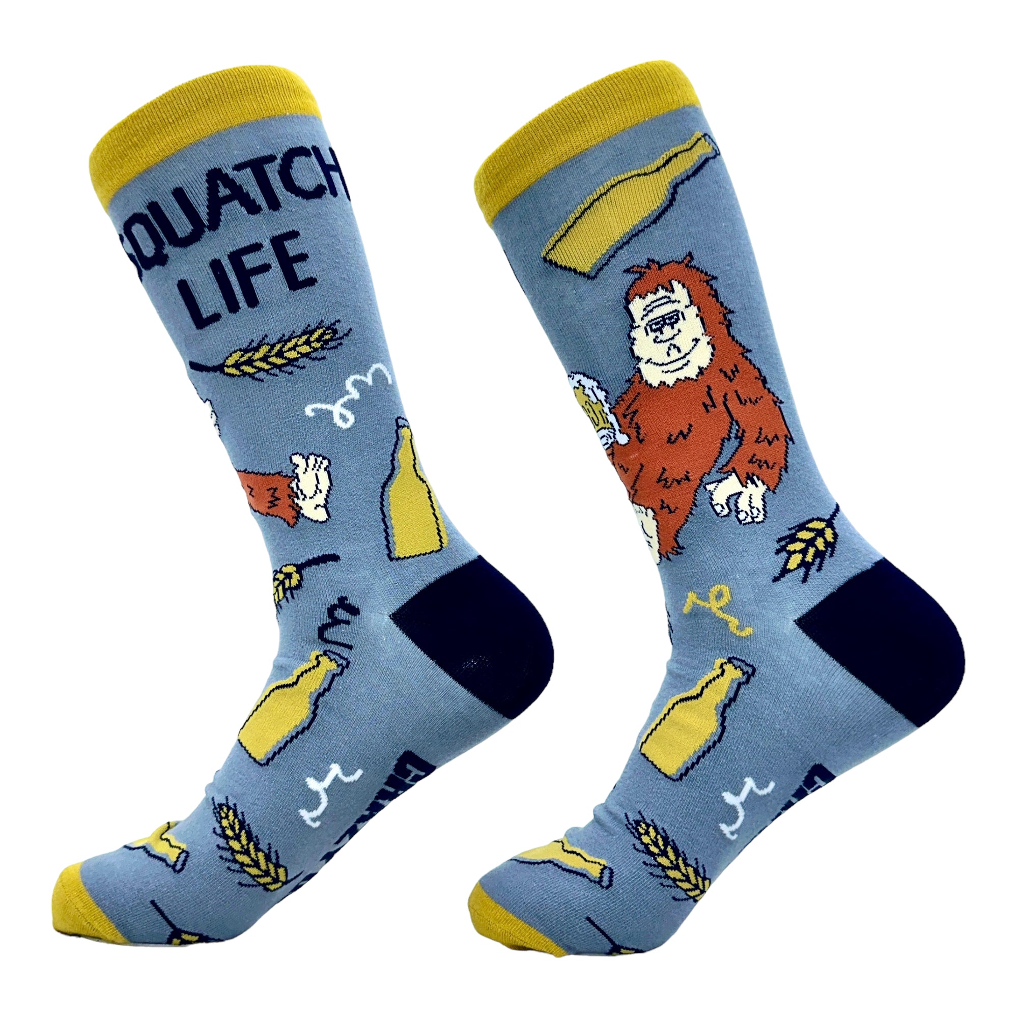 Funny Multi - Squatch Life Men's Squatch Life Sock Nerdy Beer Drinking sarcastic Tee