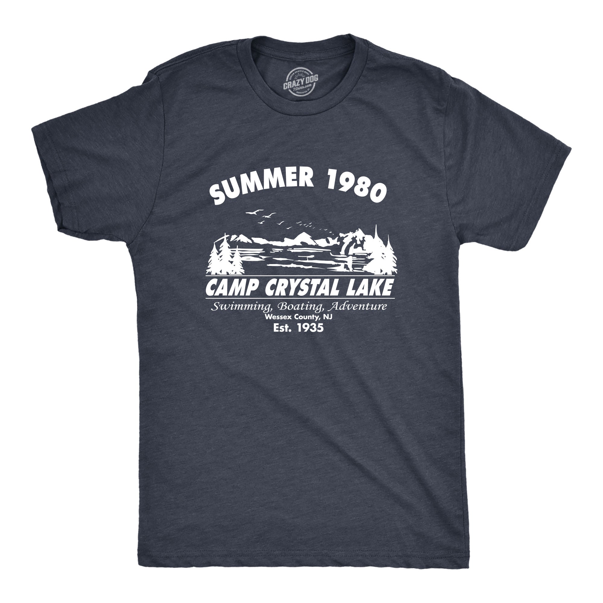 Funny Summer 1980 Camp Crystal Lake Mens T Shirt Nerdy Halloween TV & Movies Camping Retro Tee
