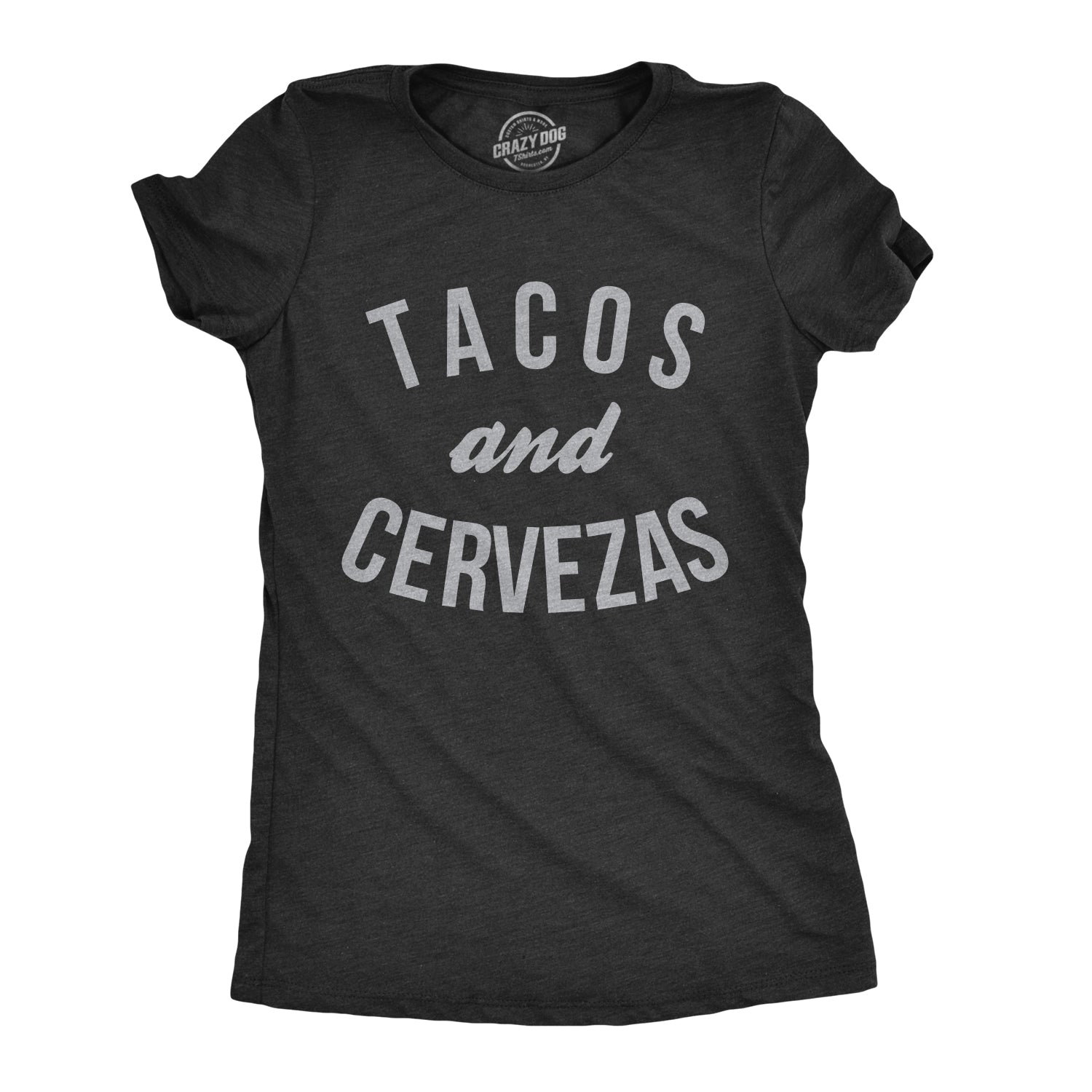 Funny Dark Heather Grey - Tacos Cervezas Tacos and Cervezas Womens T Shirt Nerdy Cinco De Mayo beer Tee