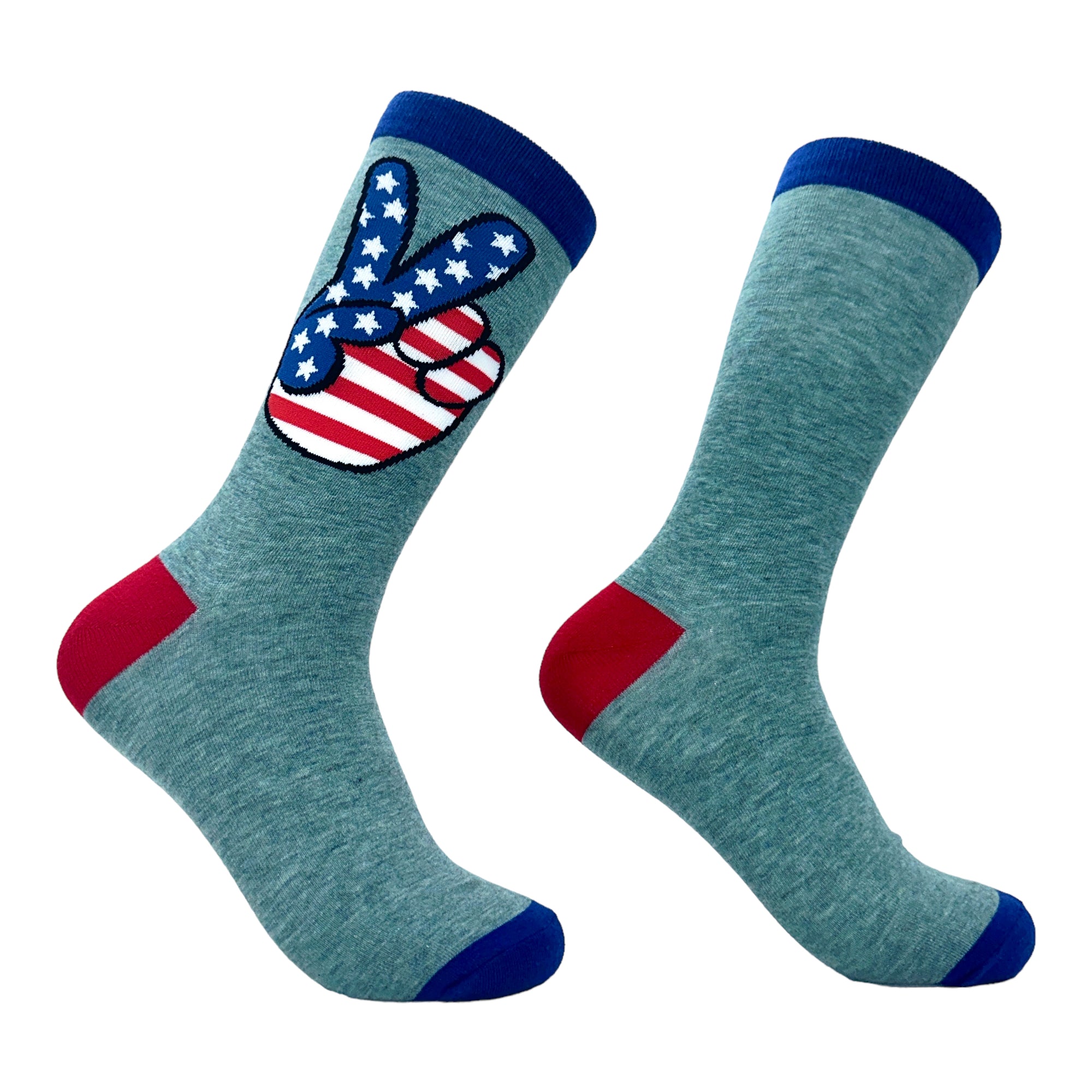 Funny Multi - USA Peace Men's USA Peace Hands Sock Nerdy Fourth Of July Tee