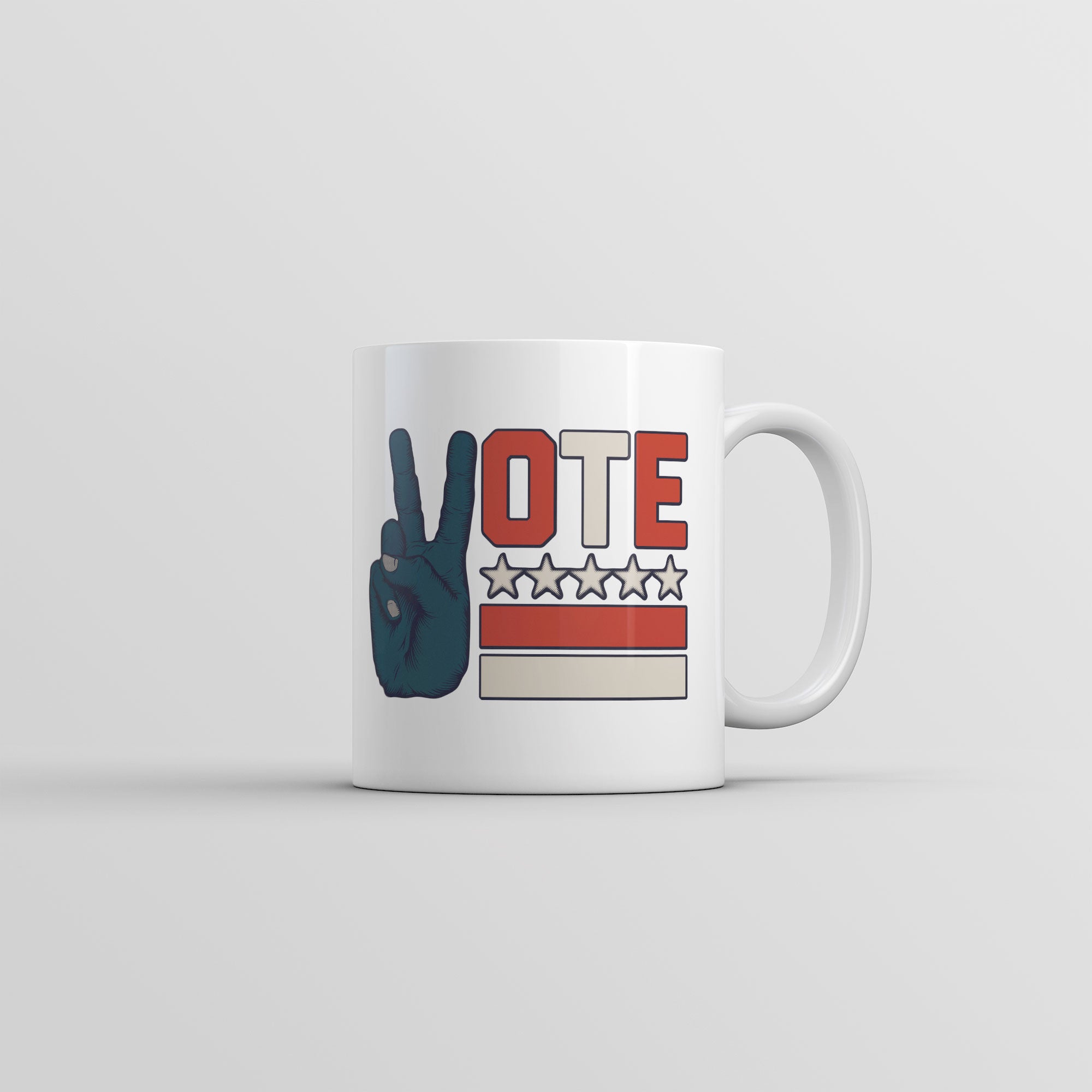 Funny White Vote Peace Hand Coffee Mug Nerdy Political Tee