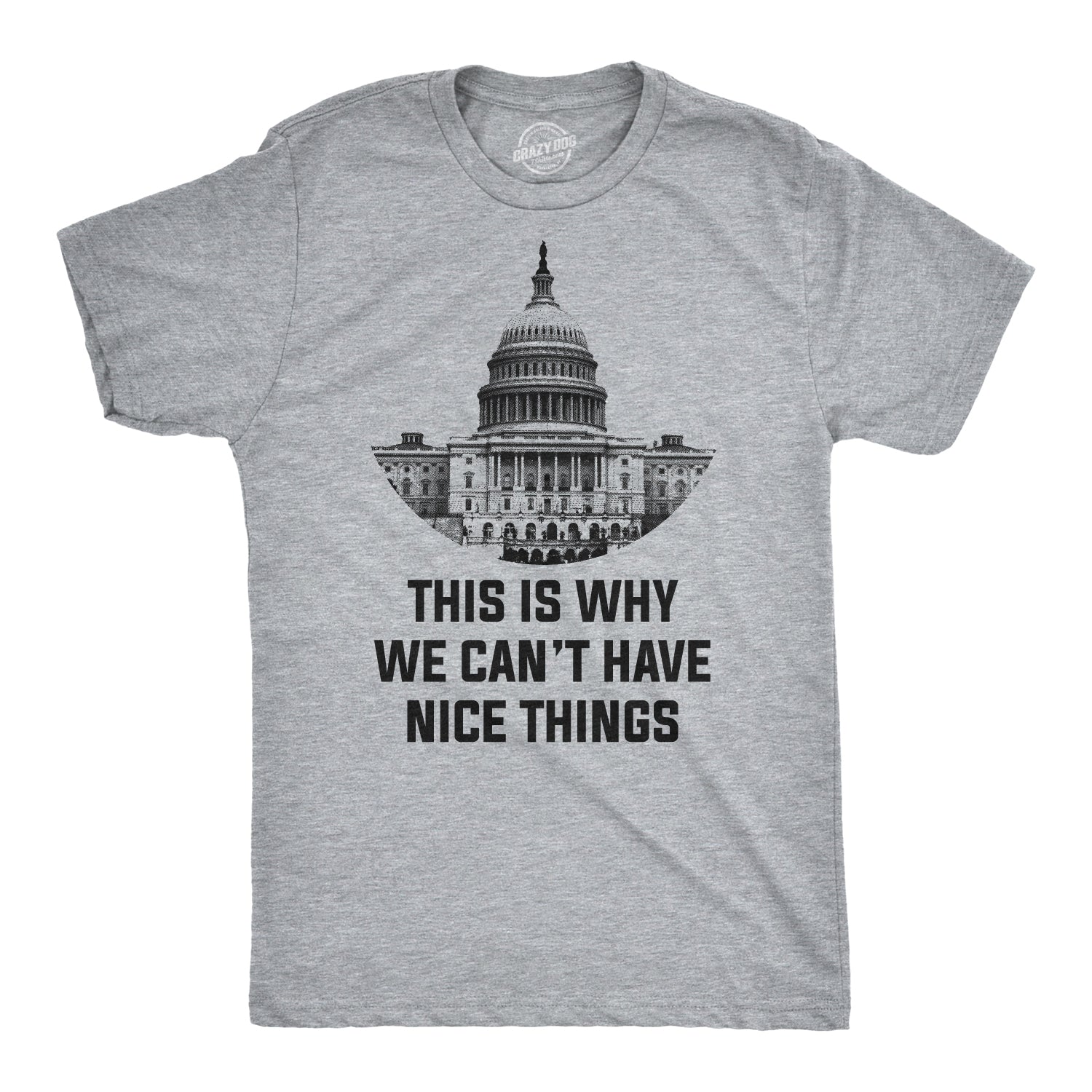 Funny Light Heather Grey This Is Why We Can't Have Nice Things Mens T Shirt Nerdy Political Tee