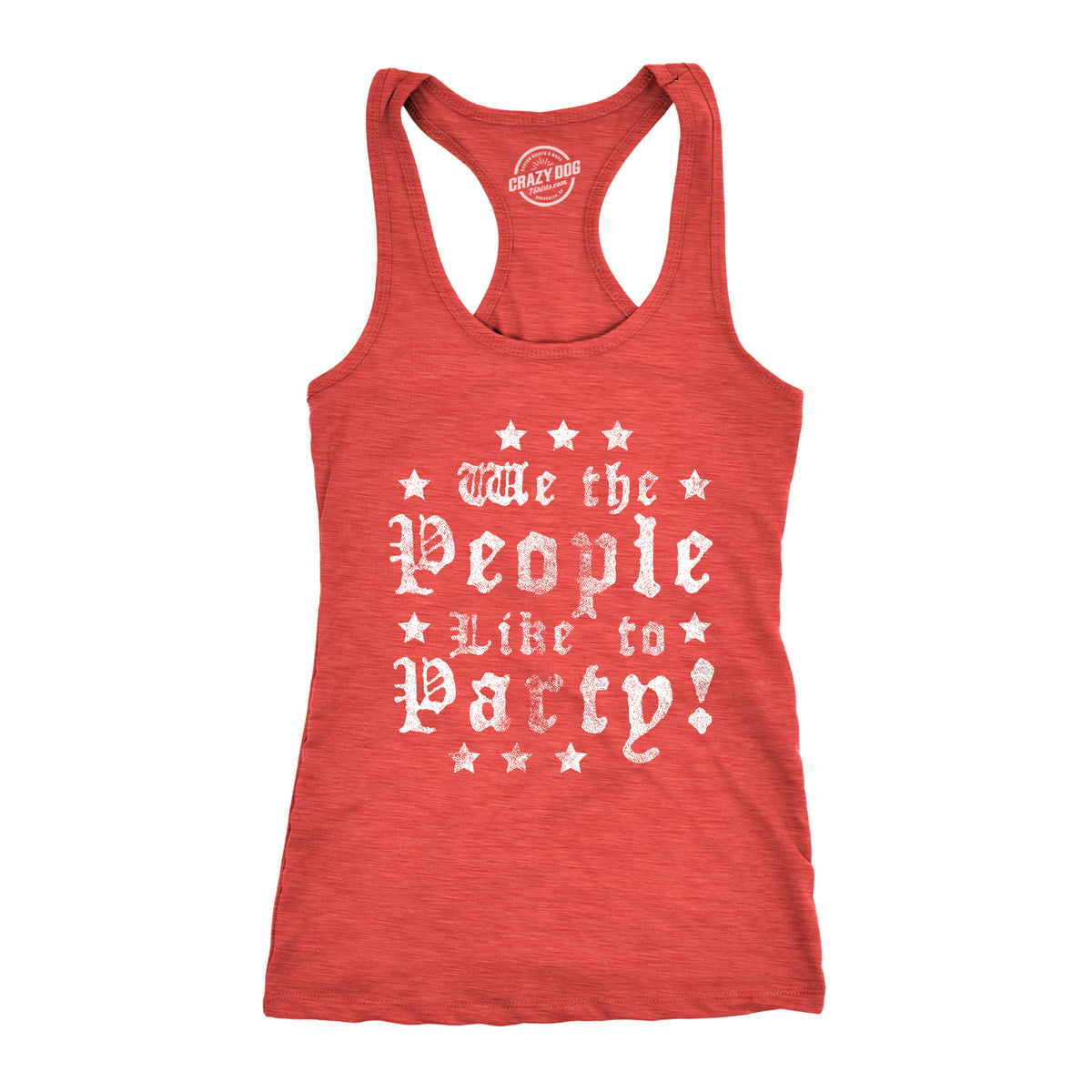 Funny Heather Red We The People Like To Party Womens Tank Top Nerdy Fourth of July Drinking Tee