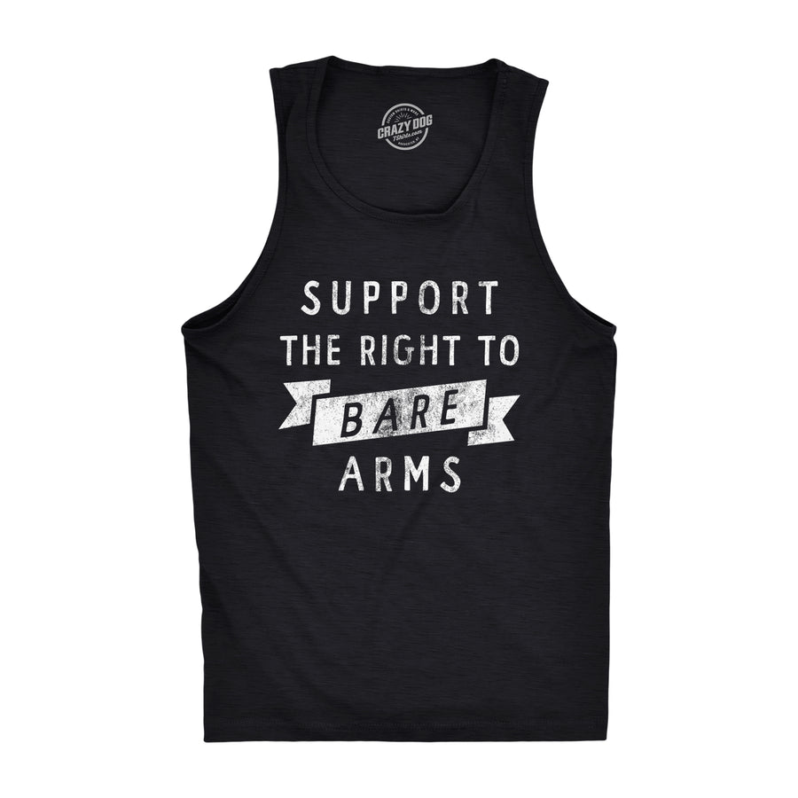 Funny Heather Black Suppport The Right To Bare Arms Mens Tank Top Nerdy fitness Tee