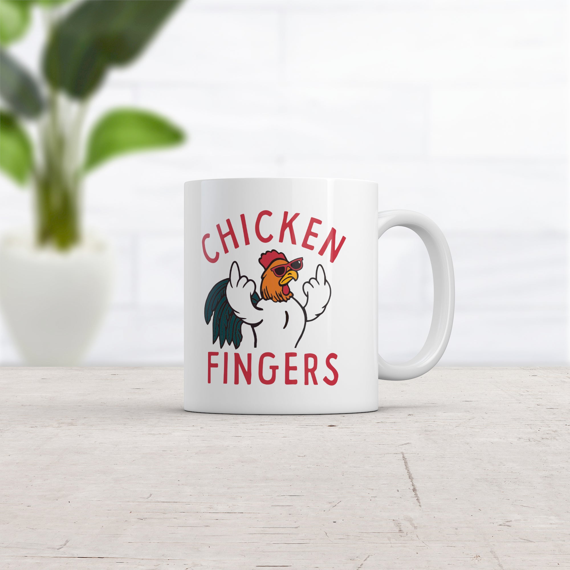 Funny White Chicken Fingers Coffee Mug Nerdy Animal Sarcastic Tee