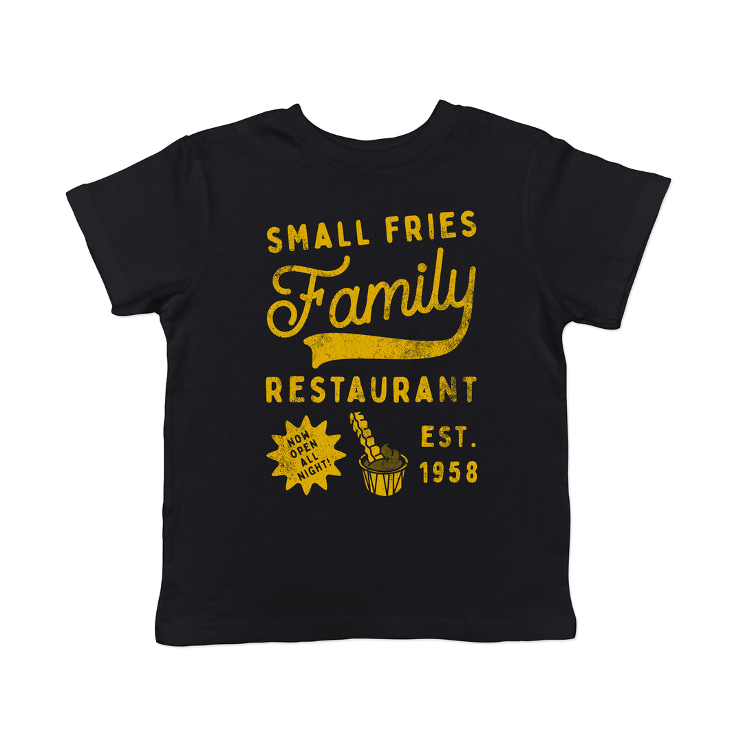 Funny Heather Black - SMALL Small Fries Family Restaurant Toddler T Shirt Nerdy Sarcastic Food Tee
