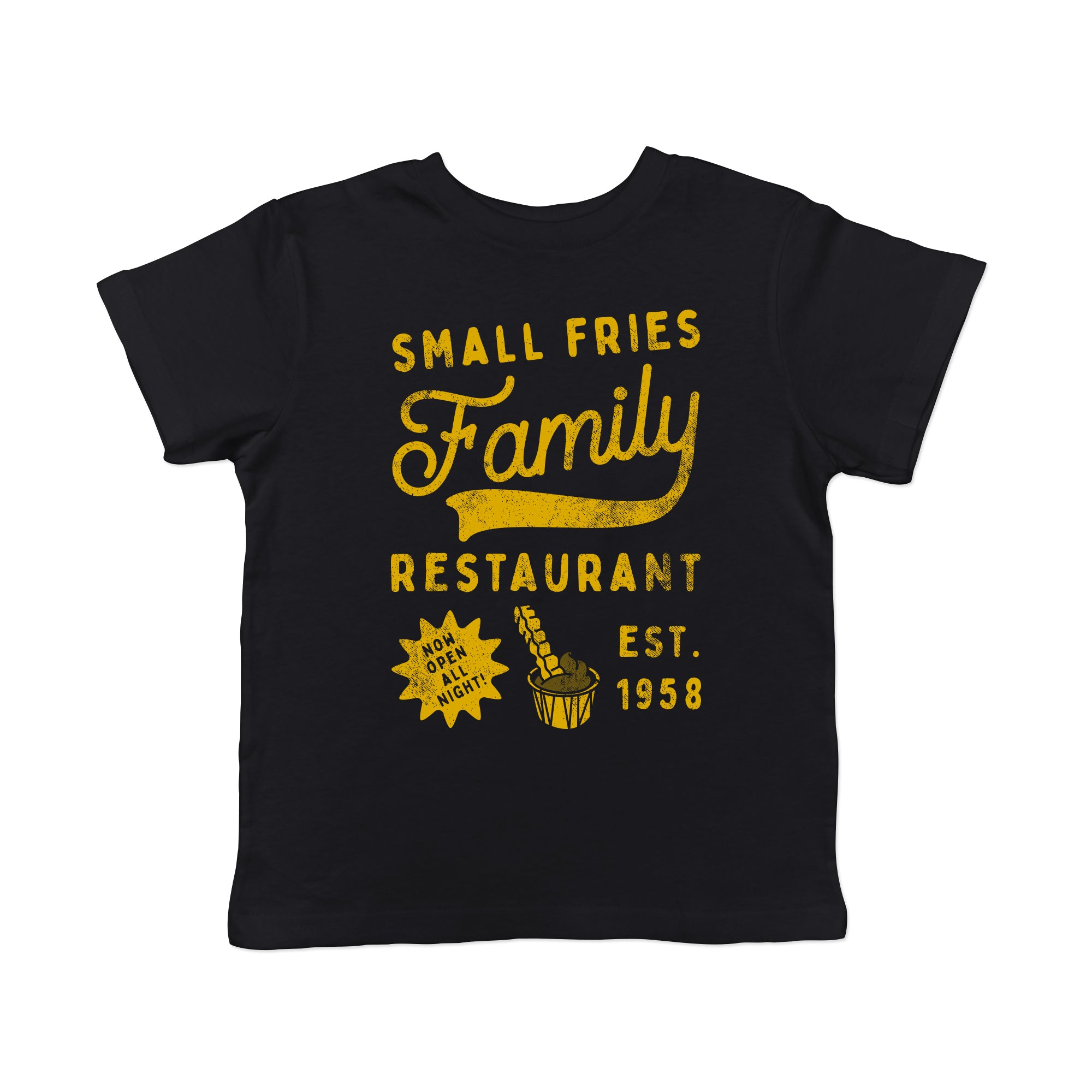 Funny Heather Black - SMALL Small Fries Family Restaurant Toddler T Shirt Nerdy Sarcastic Food Tee