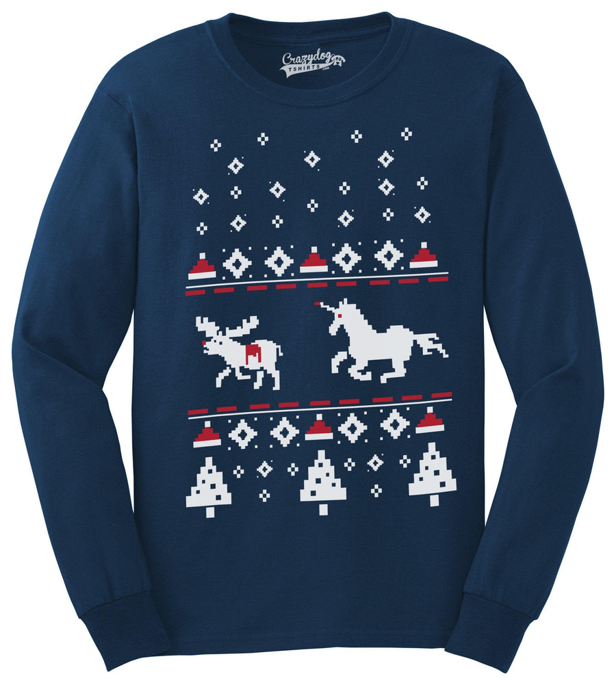 Unicorn Stab Ugly Christmas Sweater Crew Neck Sweatshirt - Crazy Dog T-Shirts