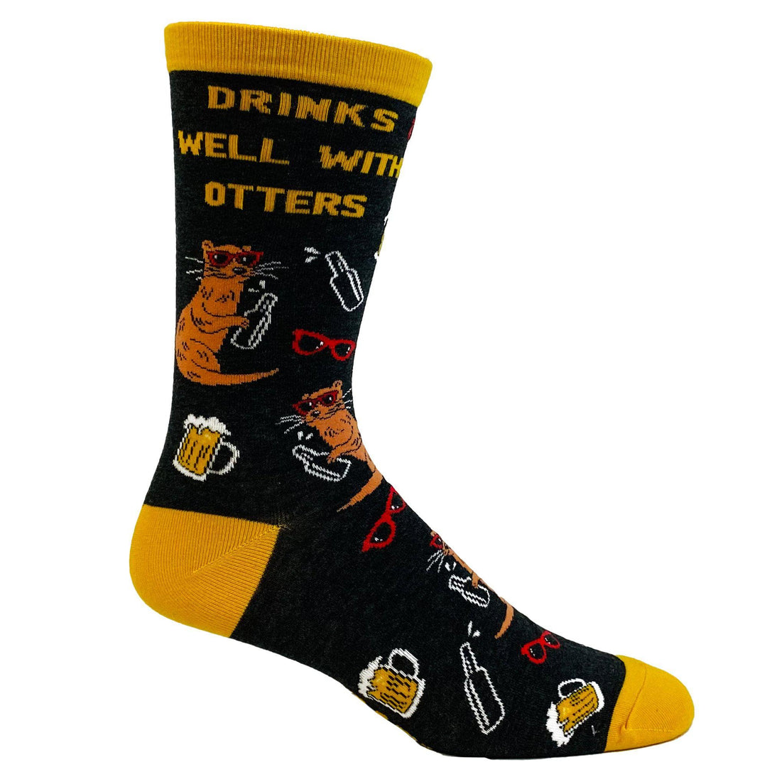 Men's Drinks Well With Otters Socks - Crazy Dog T-Shirts