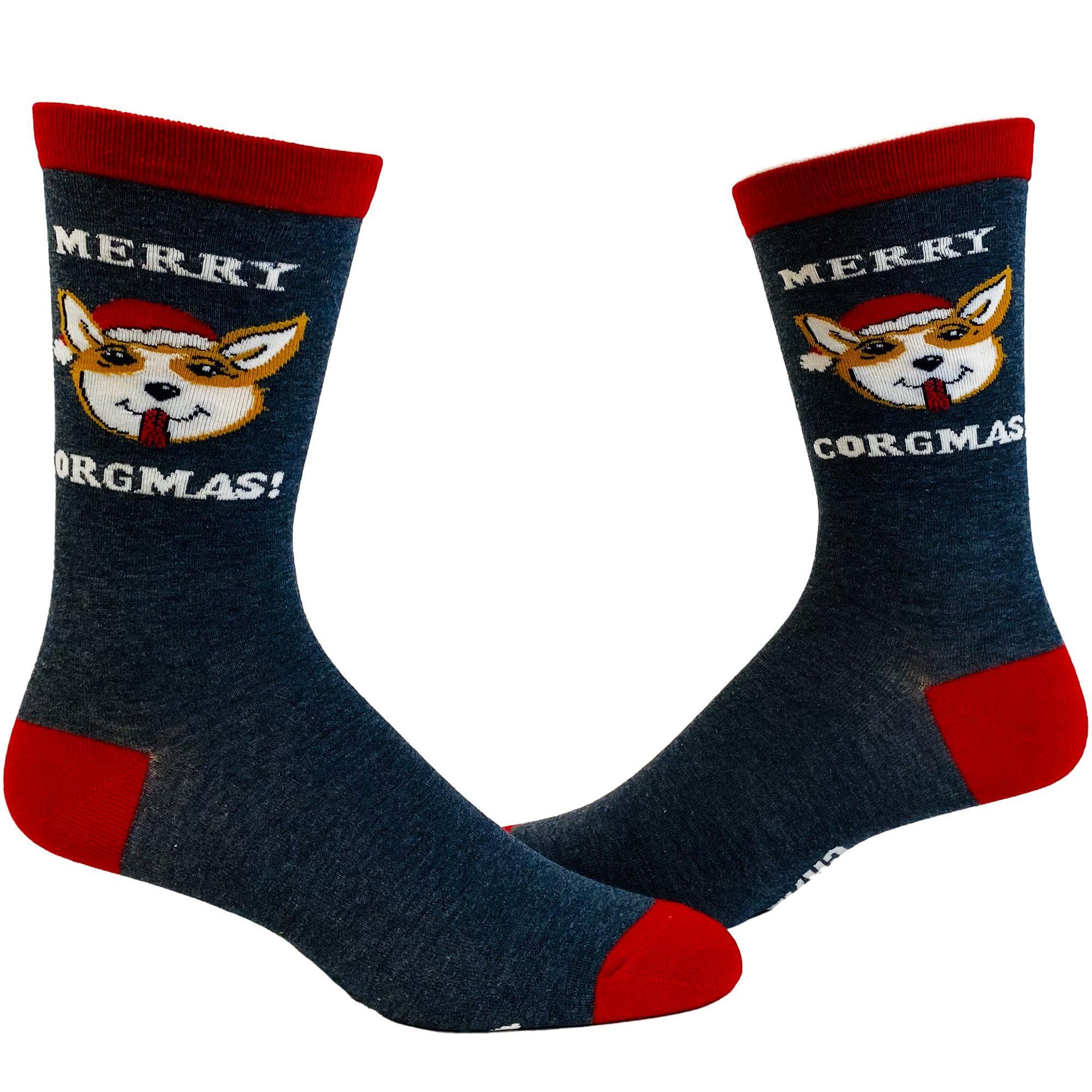 Men's Merry Corgmas Socks - Crazy Dog T-Shirts