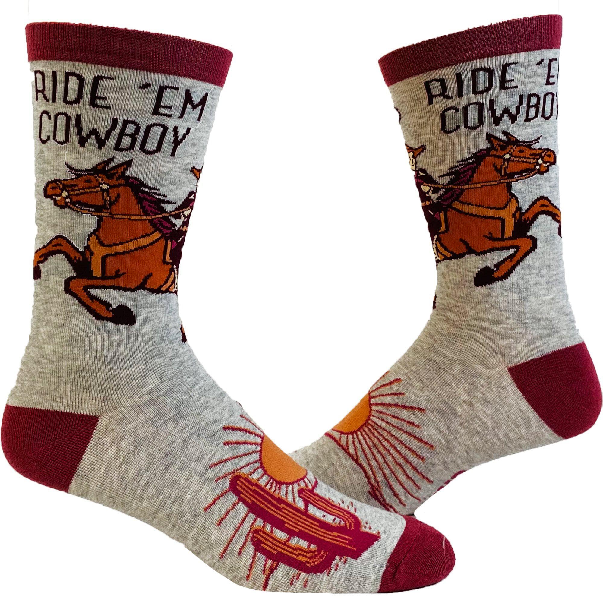 Men's Ride Em Cowboy Socks - Crazy Dog T-Shirts