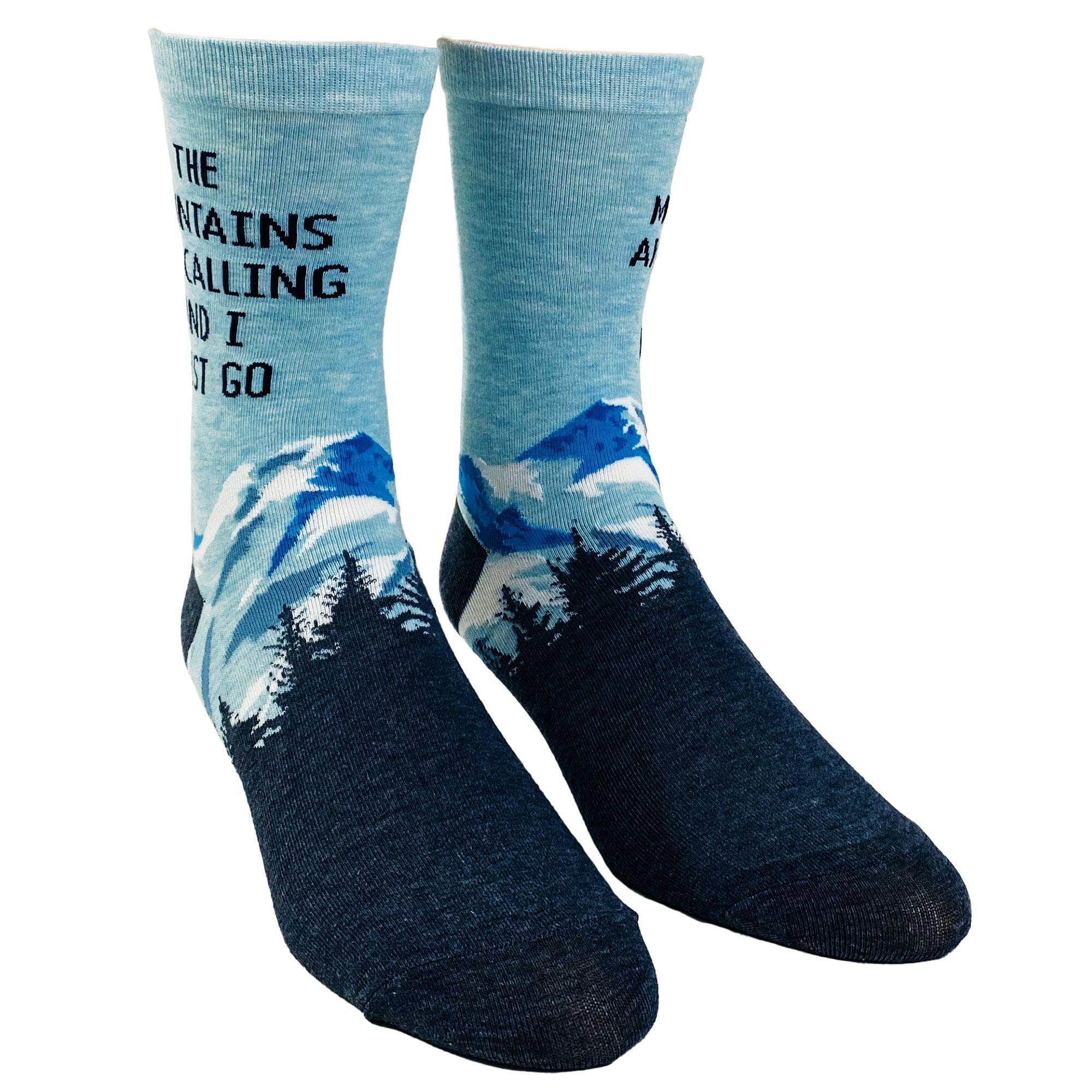 Men's The Mountains Are Calling And I Must Go Socks - Crazy Dog T-Shirts