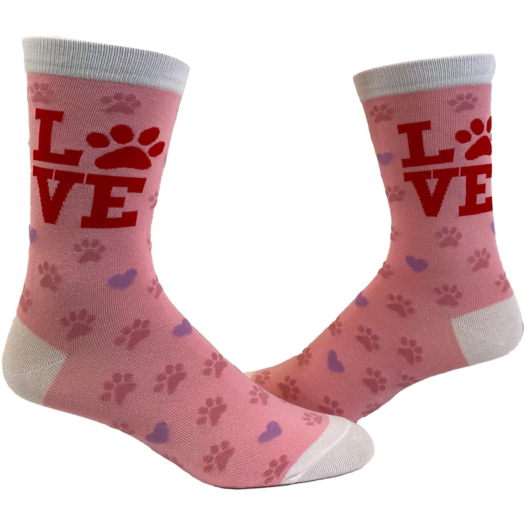 Womens Love Paw Socks - Crazy Dog T-Shirts