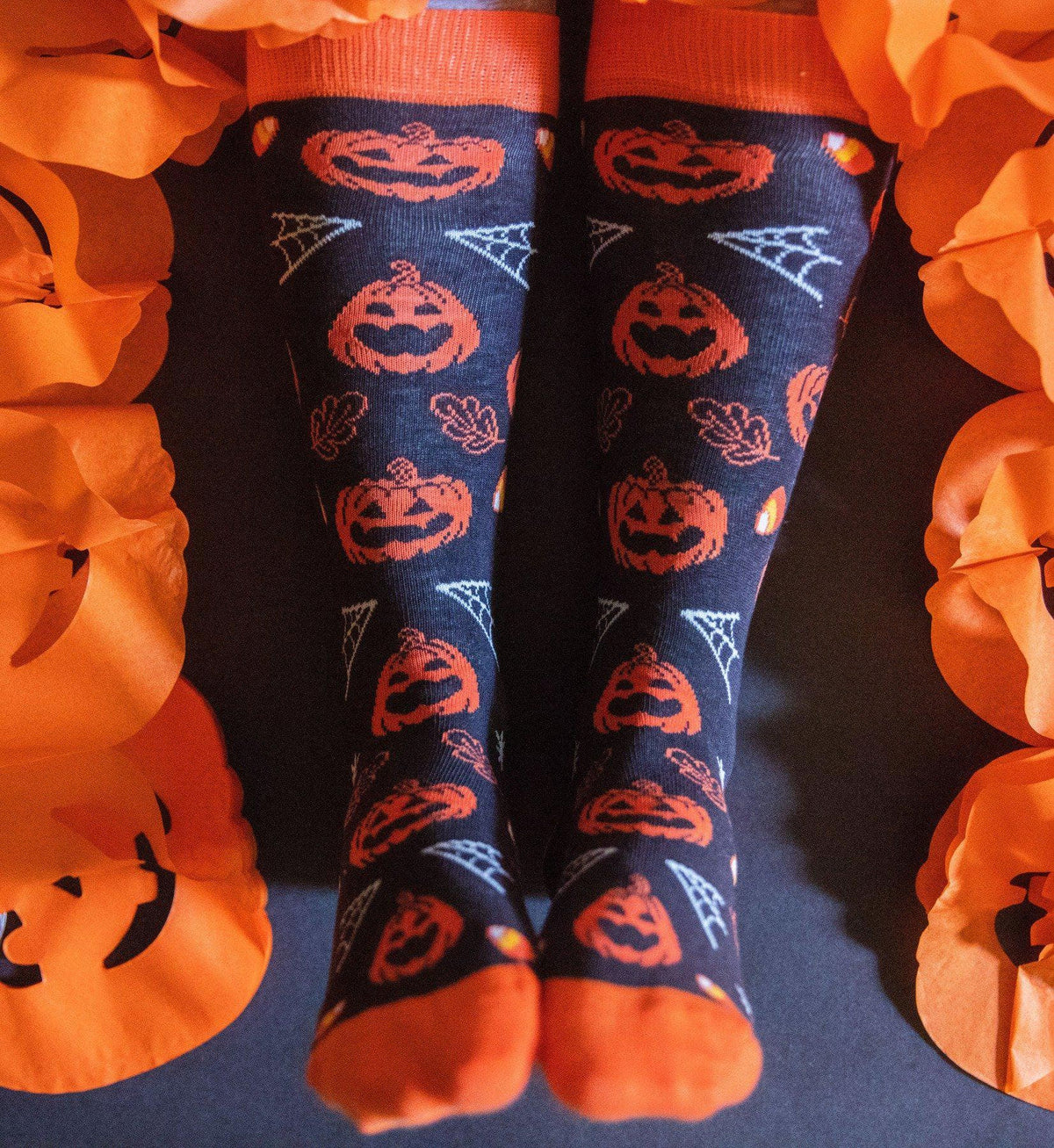 Youth Halloween Socks Funny Zombie Pumpkin Scary Footwear  -  Crazy Dog T-Shirts