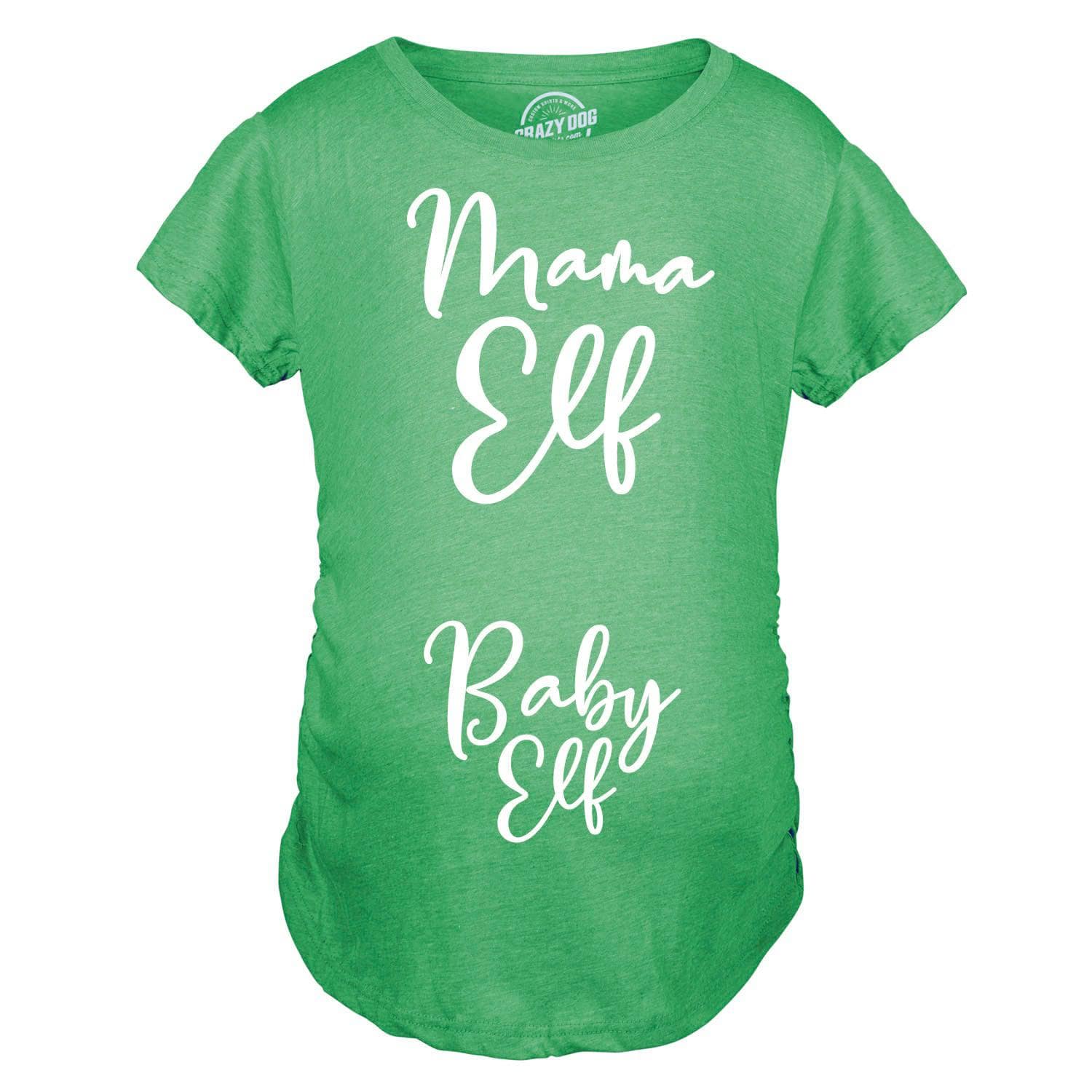 Mama Elf Baby Elf Maternity Tshirt  -  Crazy Dog T-Shirts