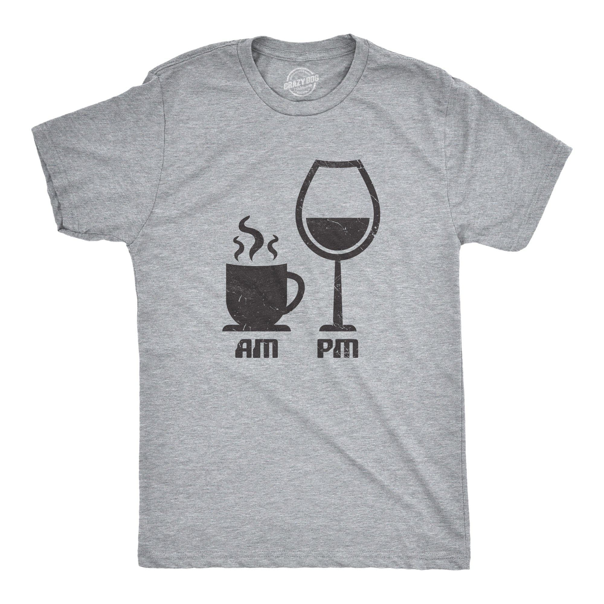 AM Coffee PM Wine Men's Tshirt - Crazy Dog T-Shirts